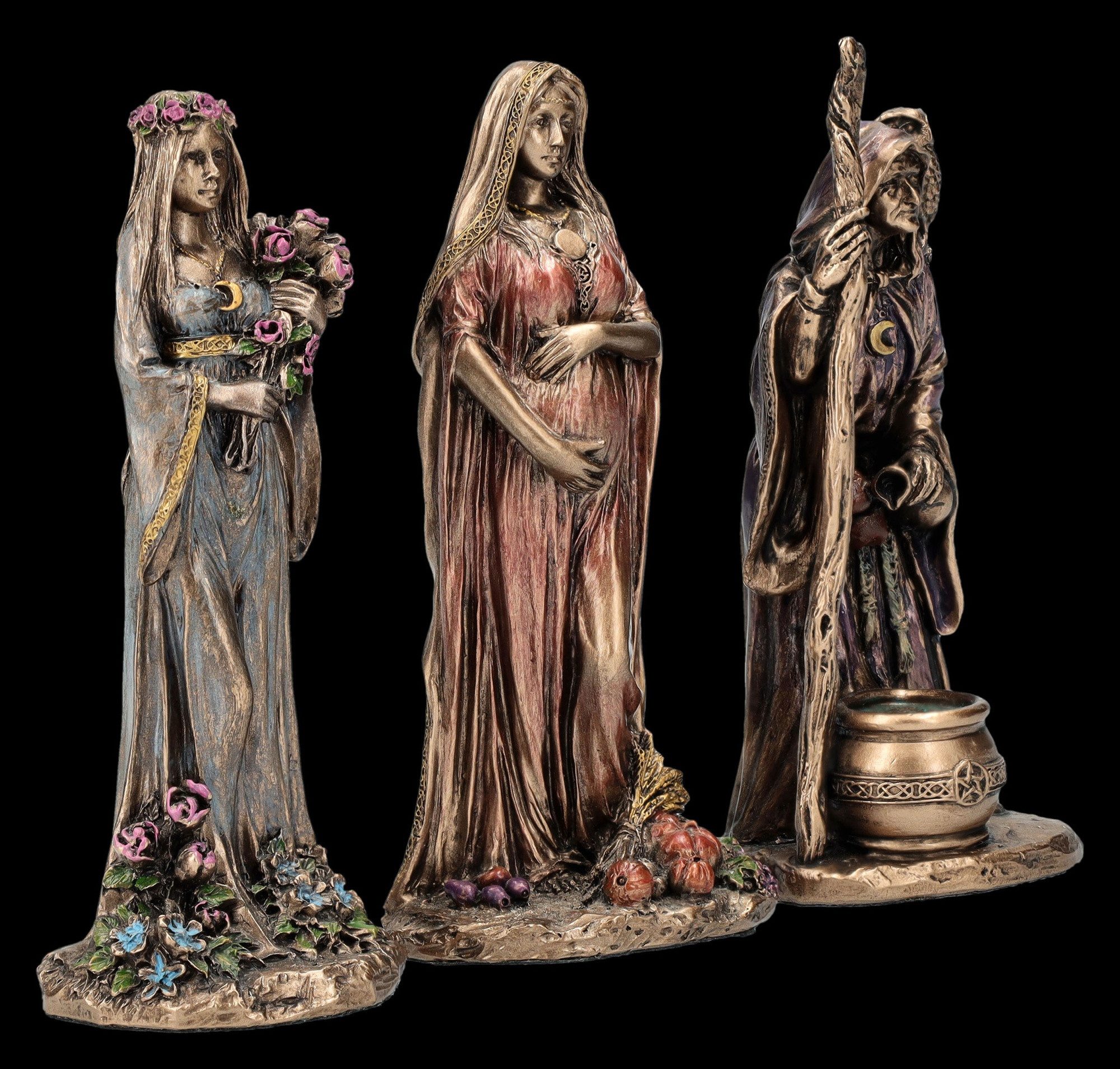 Figuren Shop GmbH Dekofigur Dreifaltige Göttin Figuren - Jungfrau Mutter Altes Weib - Veronese - M