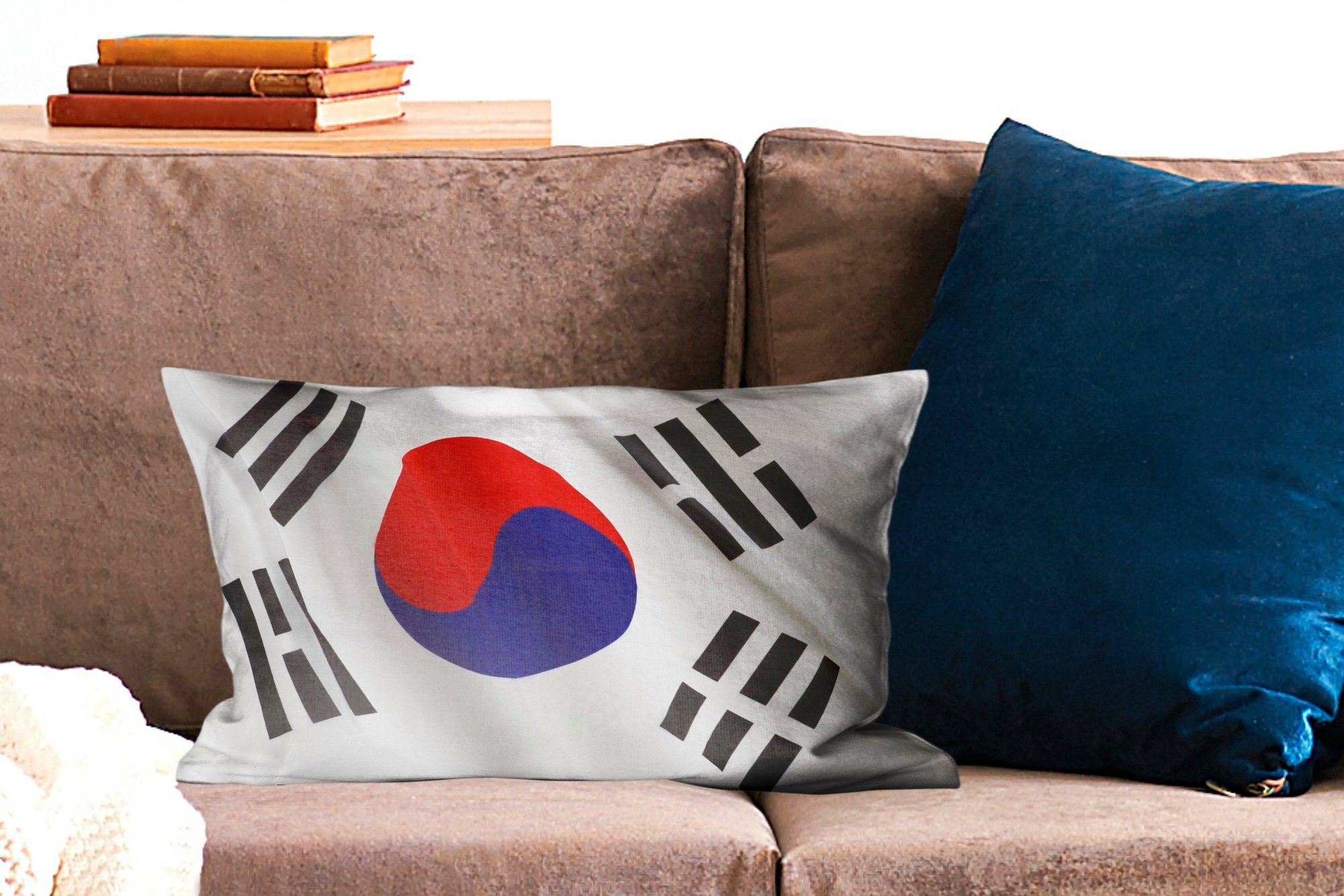 MuchoWow Dekokissen Nahaufnahme der Flagge Füllung, Wohzimmer mit von Südkorea, Dekokissen Zierkissen, Schlafzimmer Dekoration