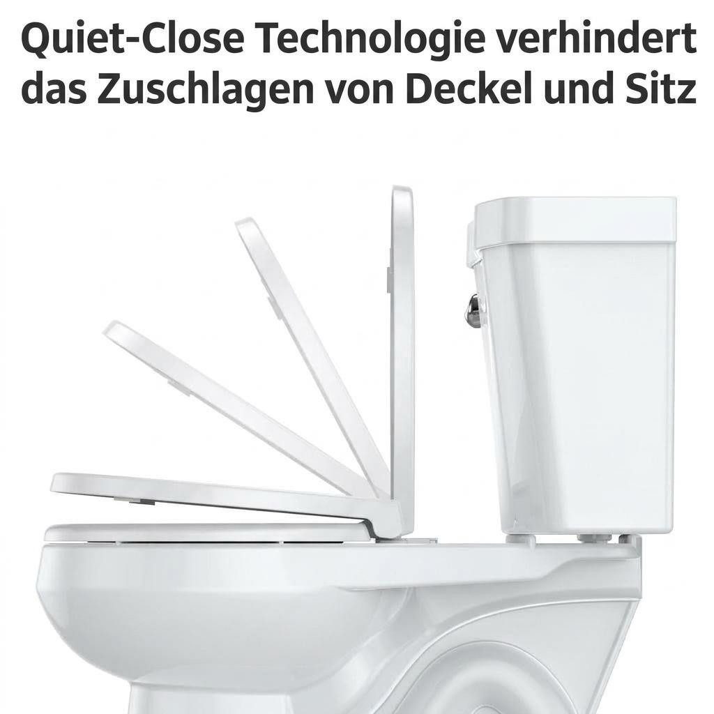 GarveeMore Flachspül-WC 17 Zoll runder Toilettensitz 41,4×36,1cm Weiß, Soft‑Close, Schnell‑Release, rutschfest für Standard‑Toiletten – Bild 4 von 5