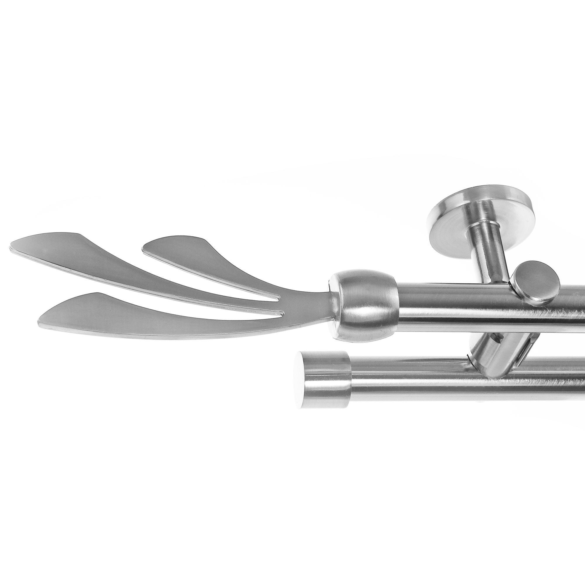 BASIT Gardinenstange Edelstahloptik 20mm mit Wandträgern 200 cm E84, Ø 20 mm, 2-läufig, verschraubt, Metall, D41 200 cm E84 Schweif
