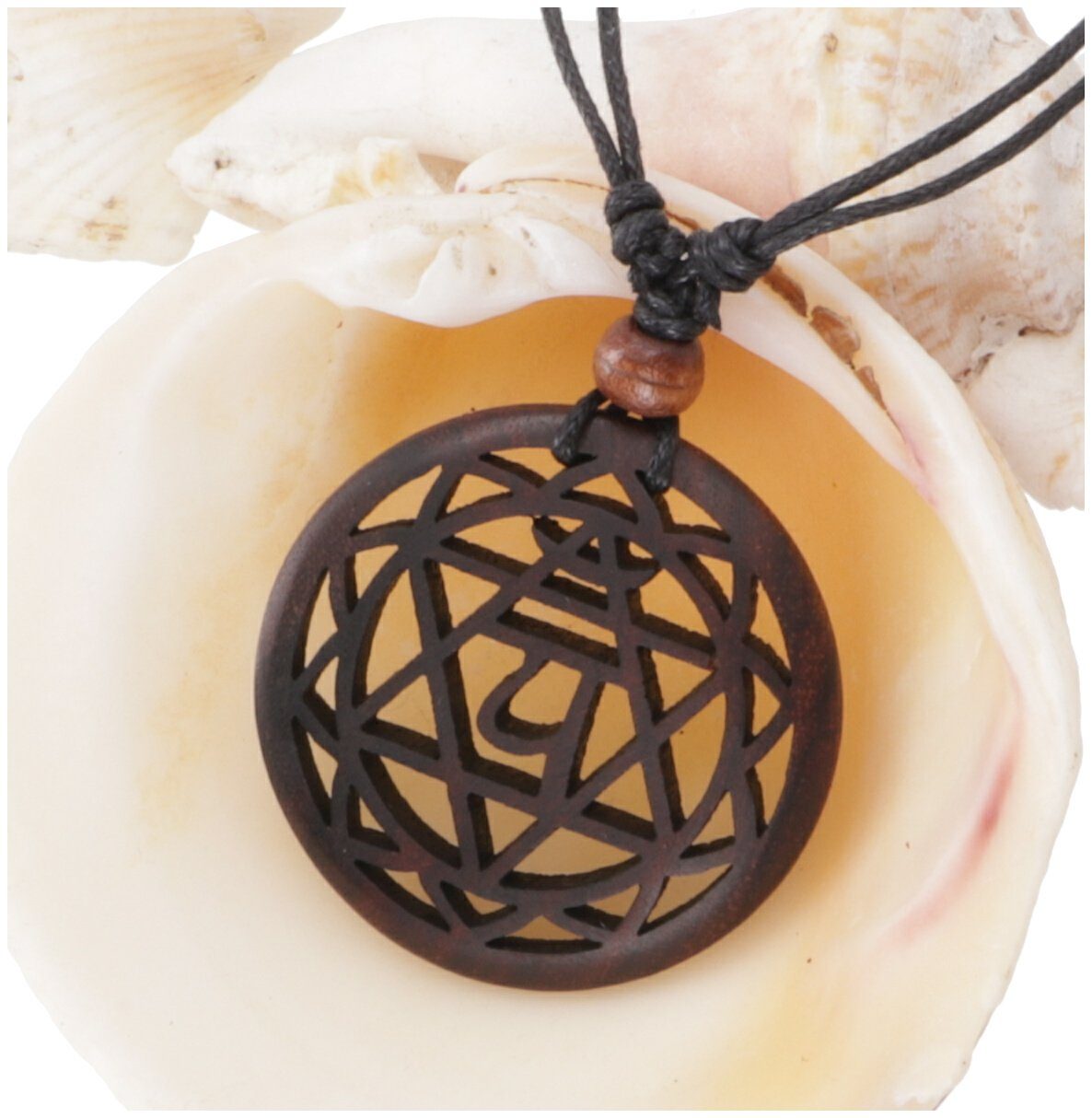 Guru-Shop Perlenkette Chakra Halskette, Boho Chakra Kette aus Holz -..