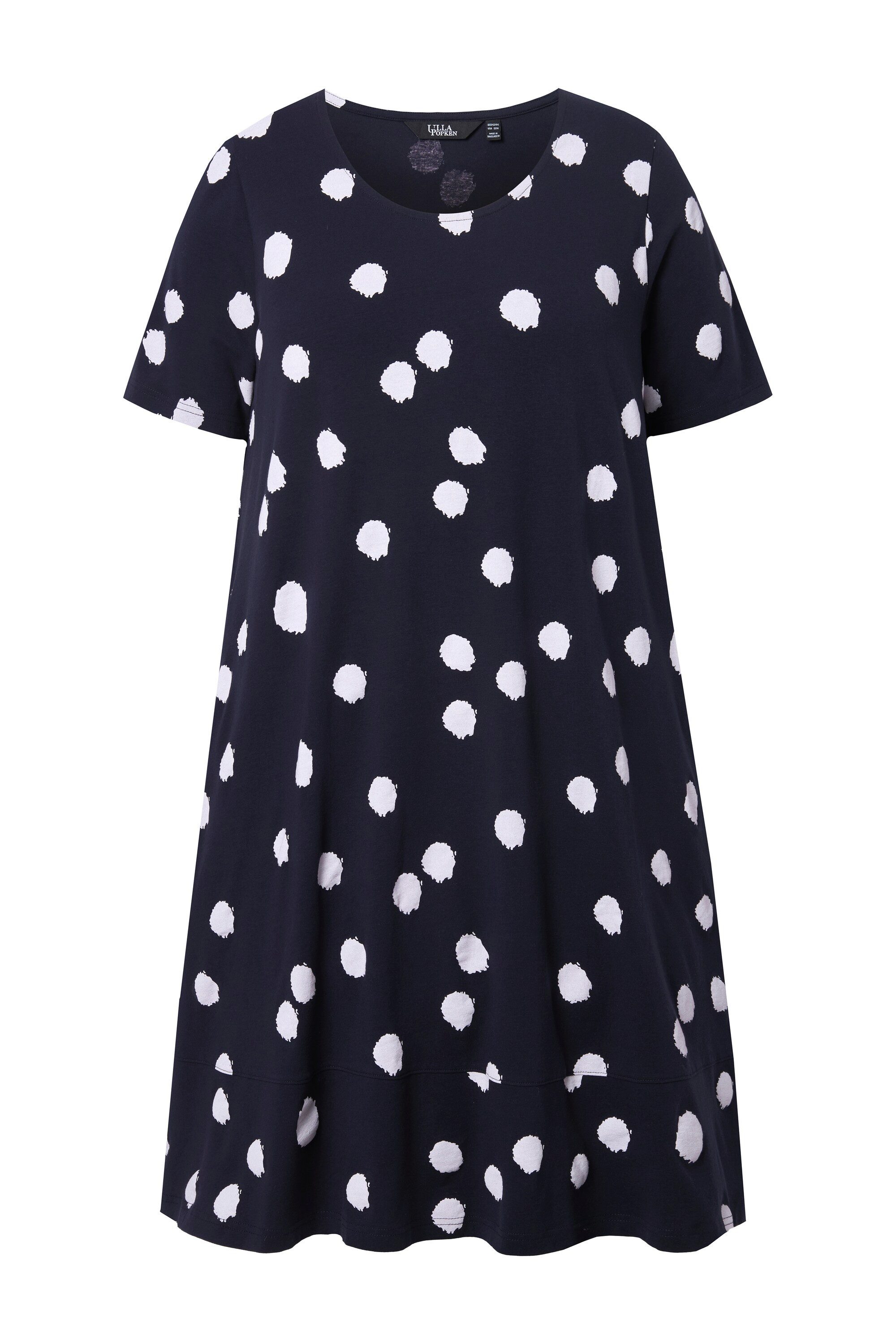 Ulla Popken Midikleid Midikleid Tupfen A-Linie Rundhals Halbarm