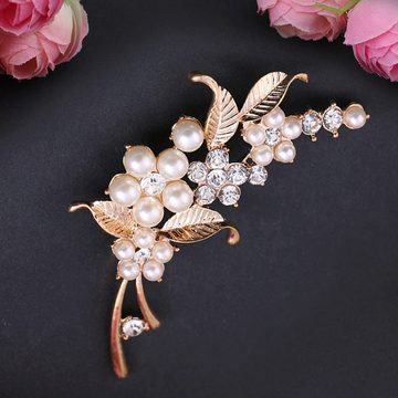 AUKUU Brosche Modische Modische Perlenbrosche besetzt mit Diamanten und, Bauhinia Corsage Brosche Anstecknadelschmuck