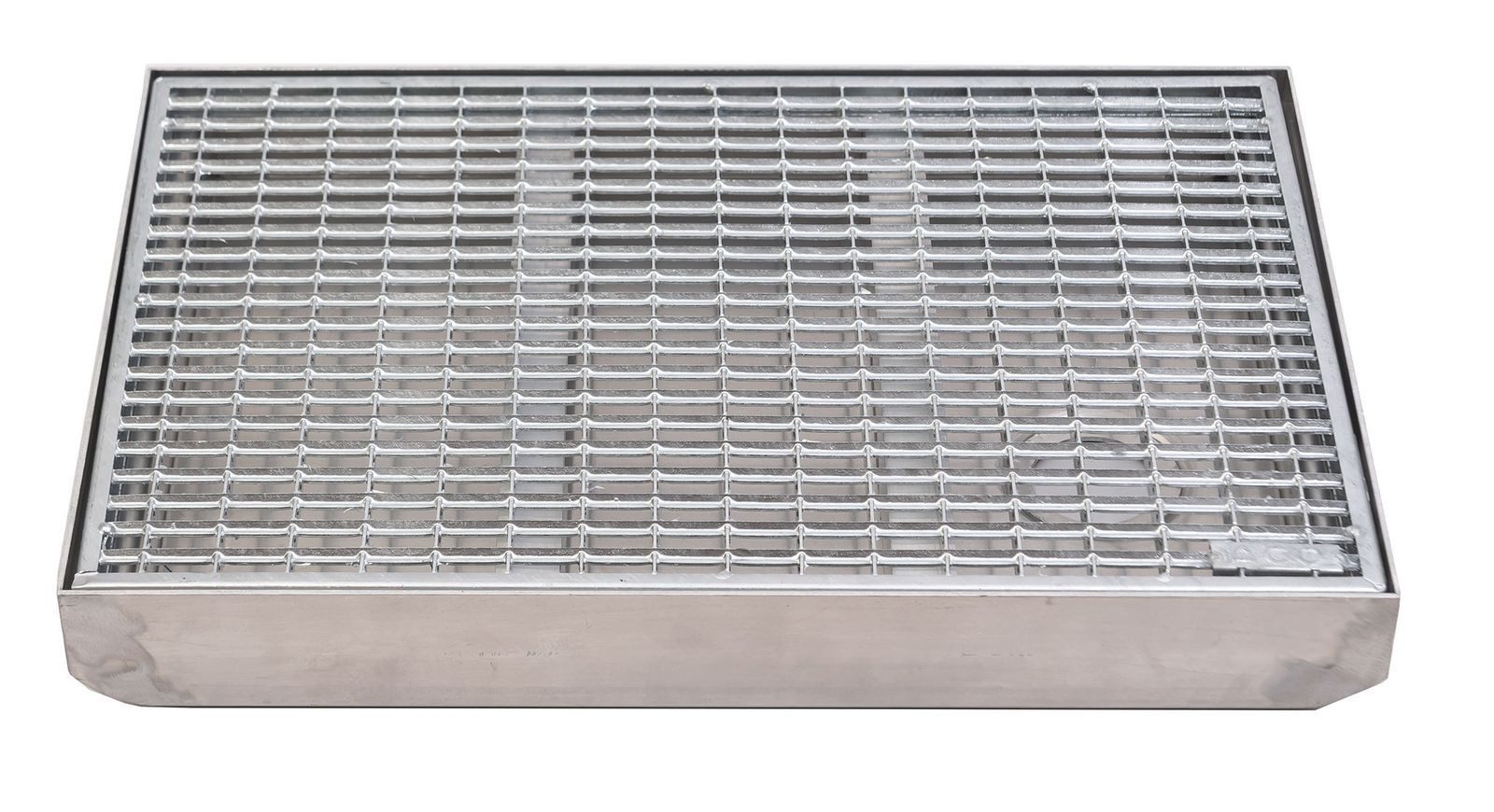 ACO Severin Ahlmann GmbH & Co. KG Fußmatte Schuhabstreifer Maschenrost mit V-Stab + Aluminium Bodenwanne, rechteckig, Höhe: 75 mm, 600x400mm, für den Außenbereich, Ablauf DN50