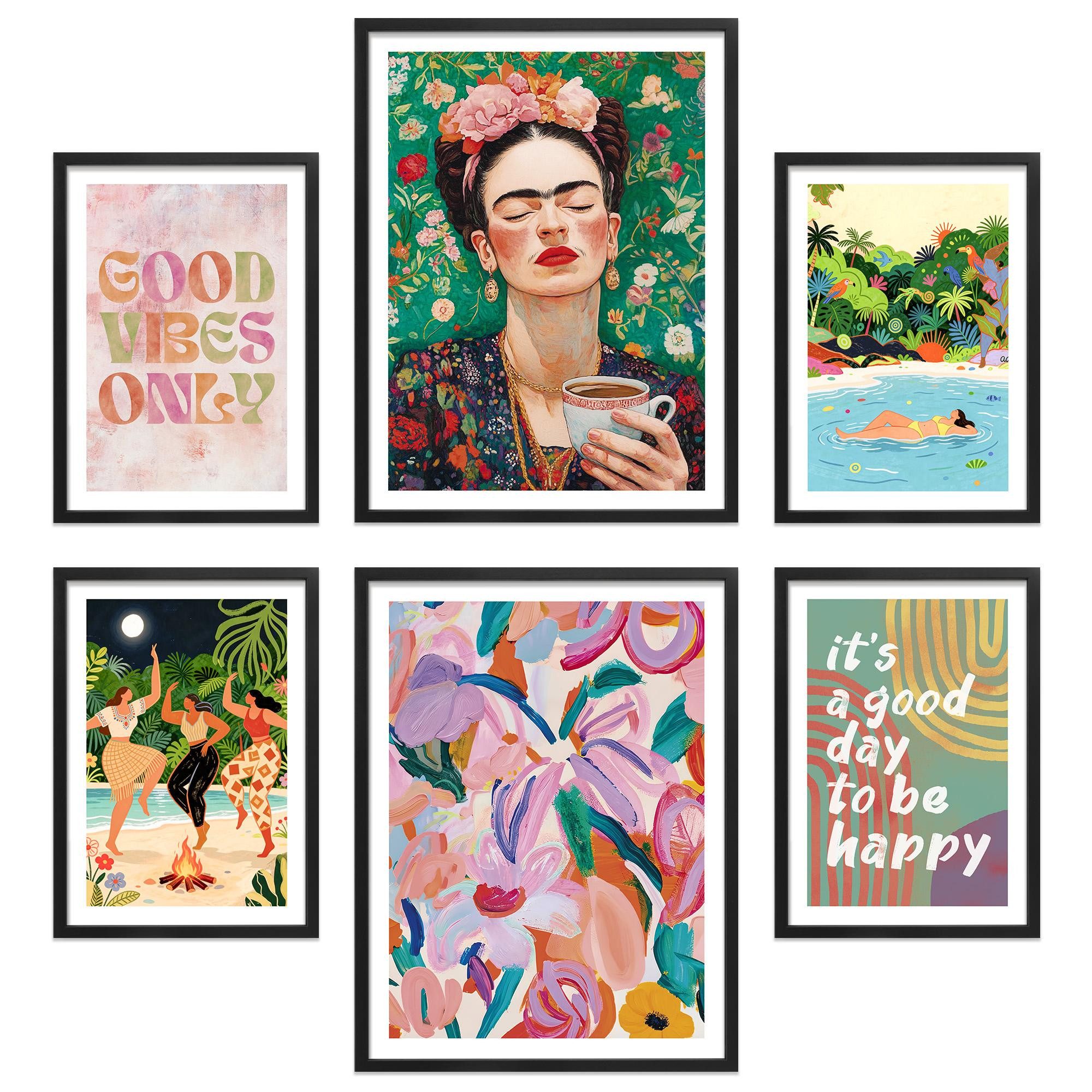 ARTFAVES Bilder-Collage Poster Set Mixed Arts I mehrteilige Bilderwand I Wandbilder Abstrakte-, (Wandbilder modern, 6 St)