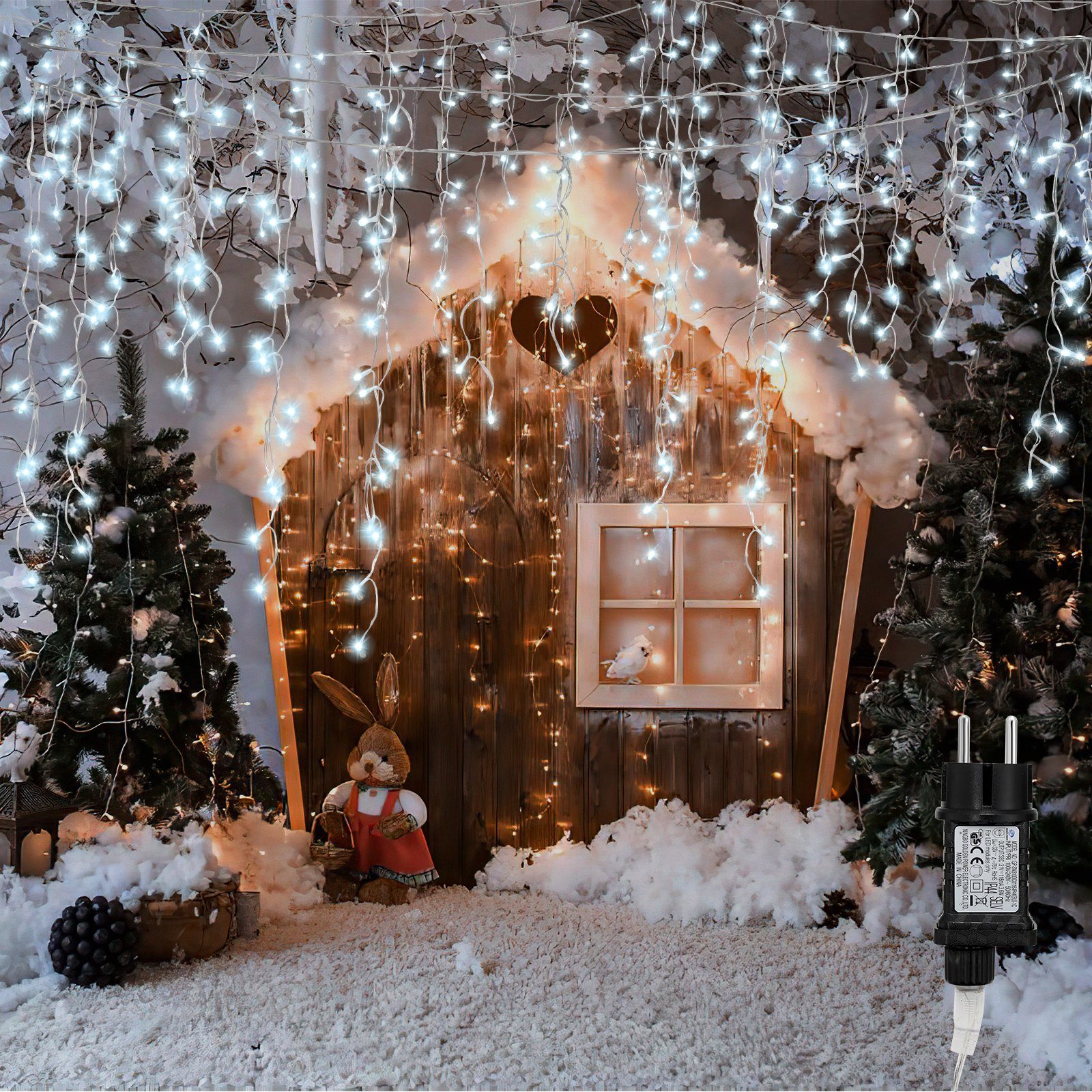 Lospitch LED-Lichterkette 5m LED Eisregen Lichterkette Deko Weihnachten  Außen Innen IP44, Weihnachten