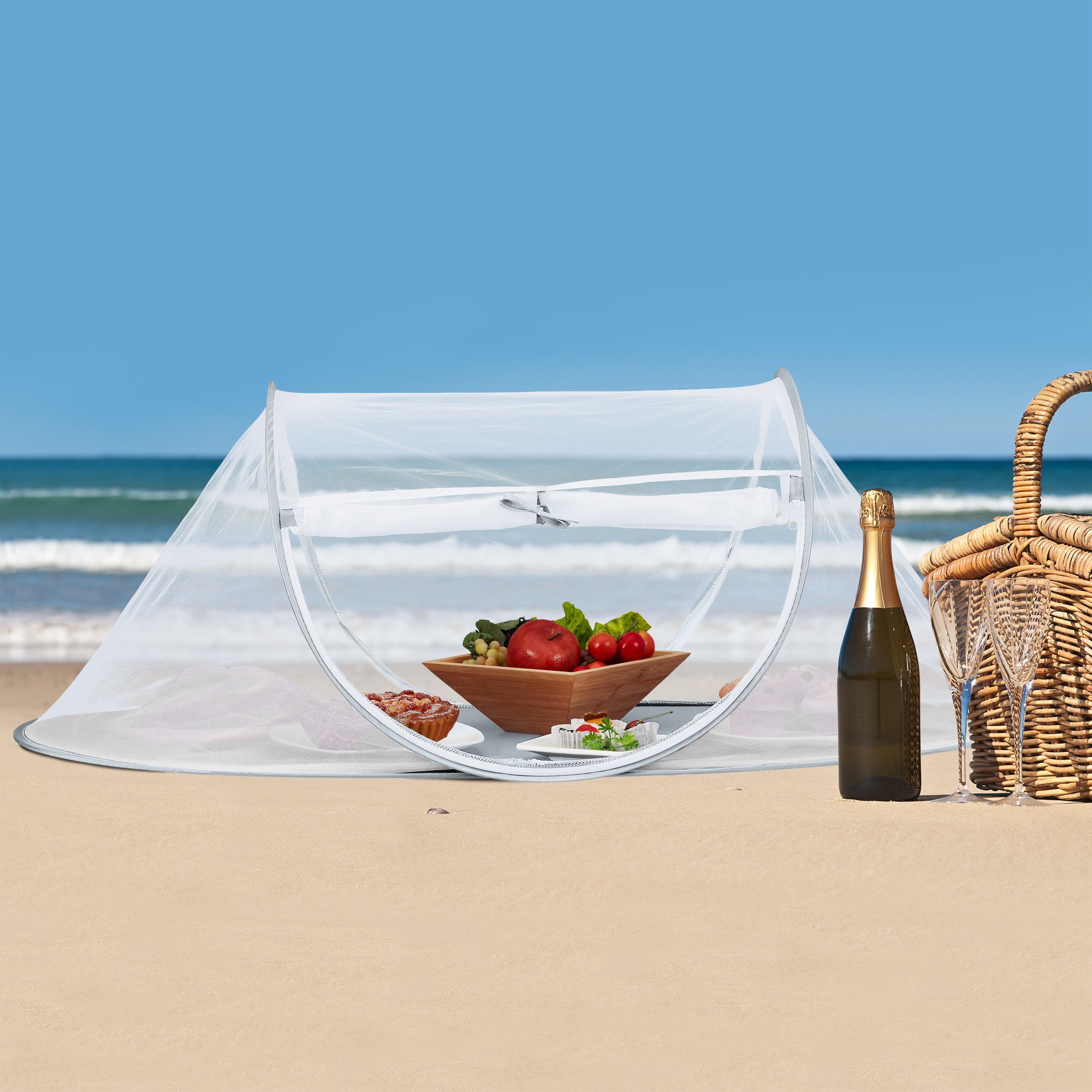 relaxdays Schutzhaube Fliegenhaube für Lebensmittel grau