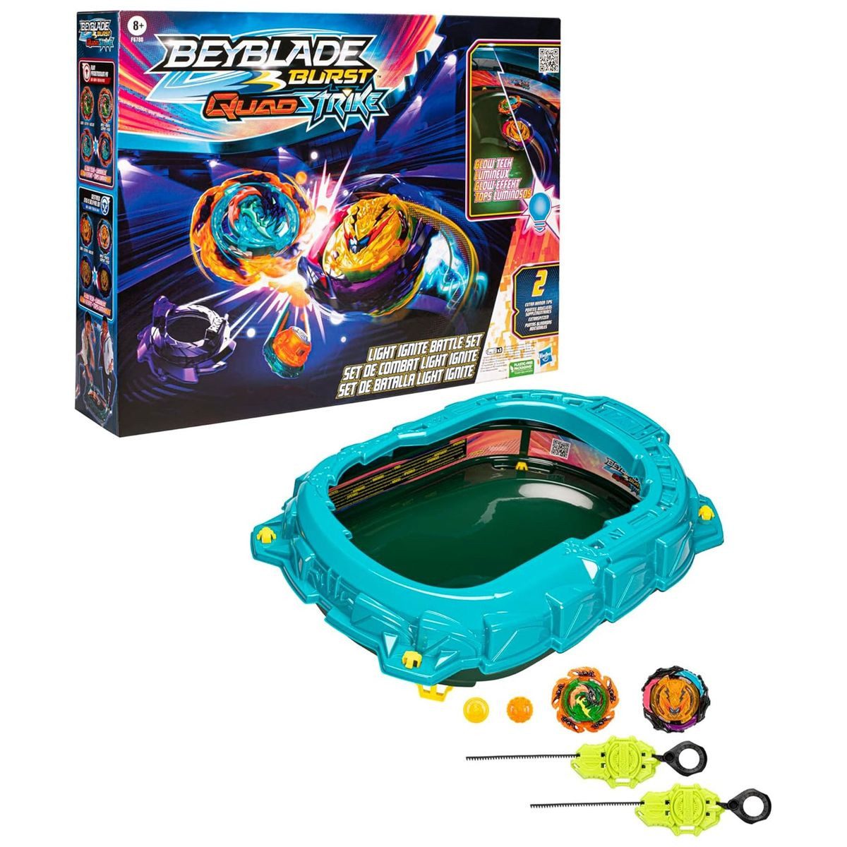 Hasbro Spielfigur Hasbro F6780 - Beyblade Burst - Quadstrike - Battle Arena + Licht & 2