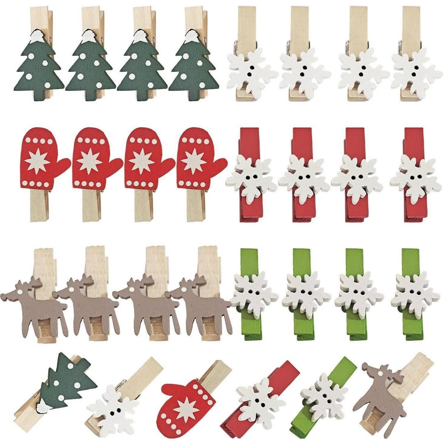 LuxusKollektion Weihnachtsfigur 60pcs Weihnachten Klammern Holz Mini Clips Dekoration DIY (60 St)