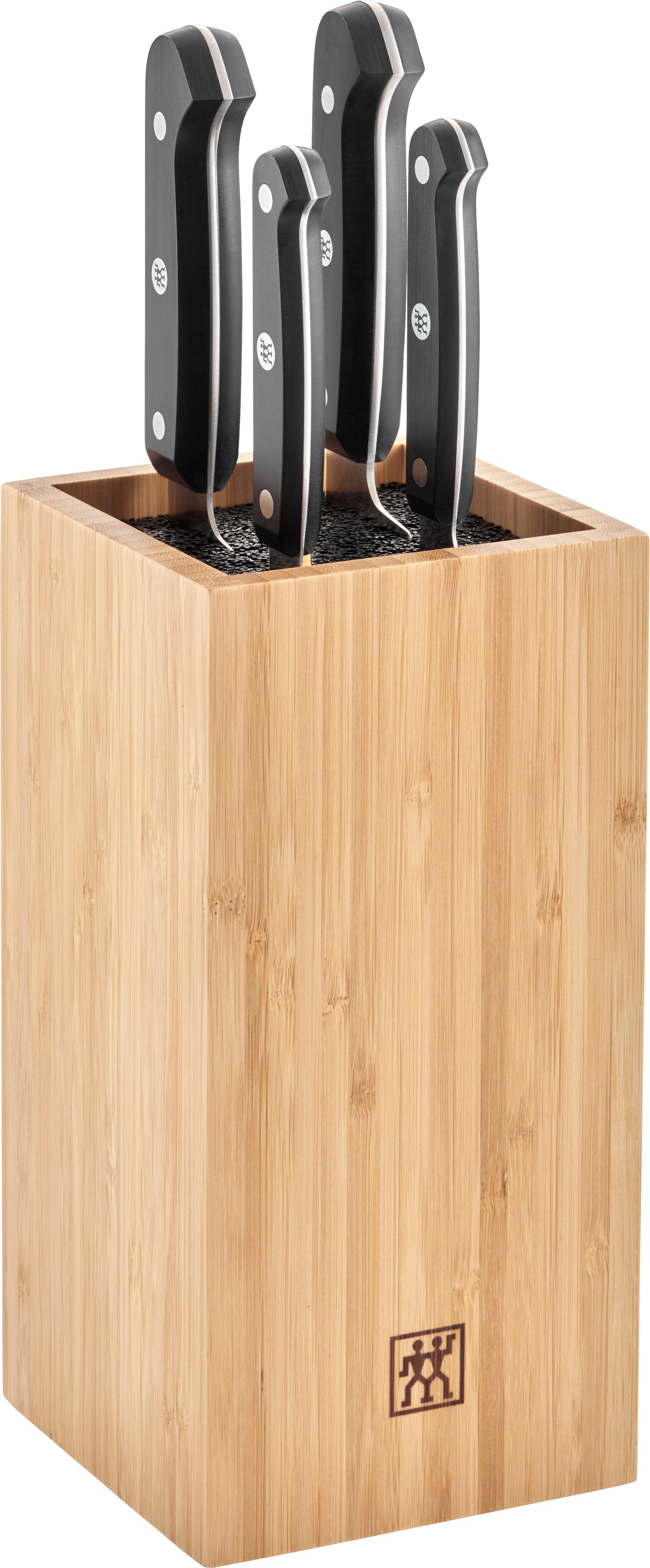 Zwilling Messerblock Gourmet, inkl. 4 Messer (5tlg), mit flexiblen Kunststoff-Borsten, Bambus
