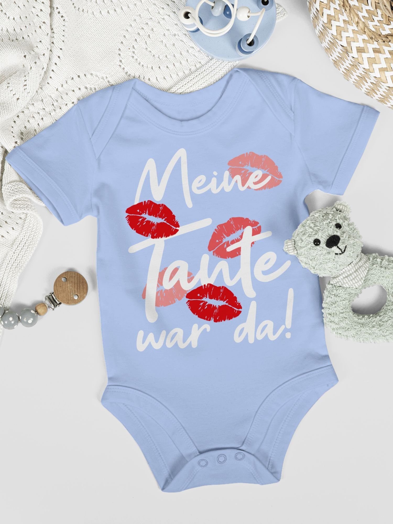 Shirtracer Shirtbody Meine Junge Mädchen war weiß Babyblau 3 & Baby Strampler Tante - da