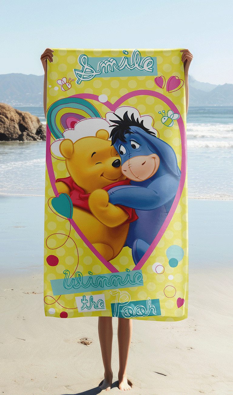 Jerry Fabrics Handtücher Disney Winnie Puuh Badetuch Strandtuch Duschtuch 70x140cm Baumwolle, (1 Duschtuch, 1-St), Langlebig
