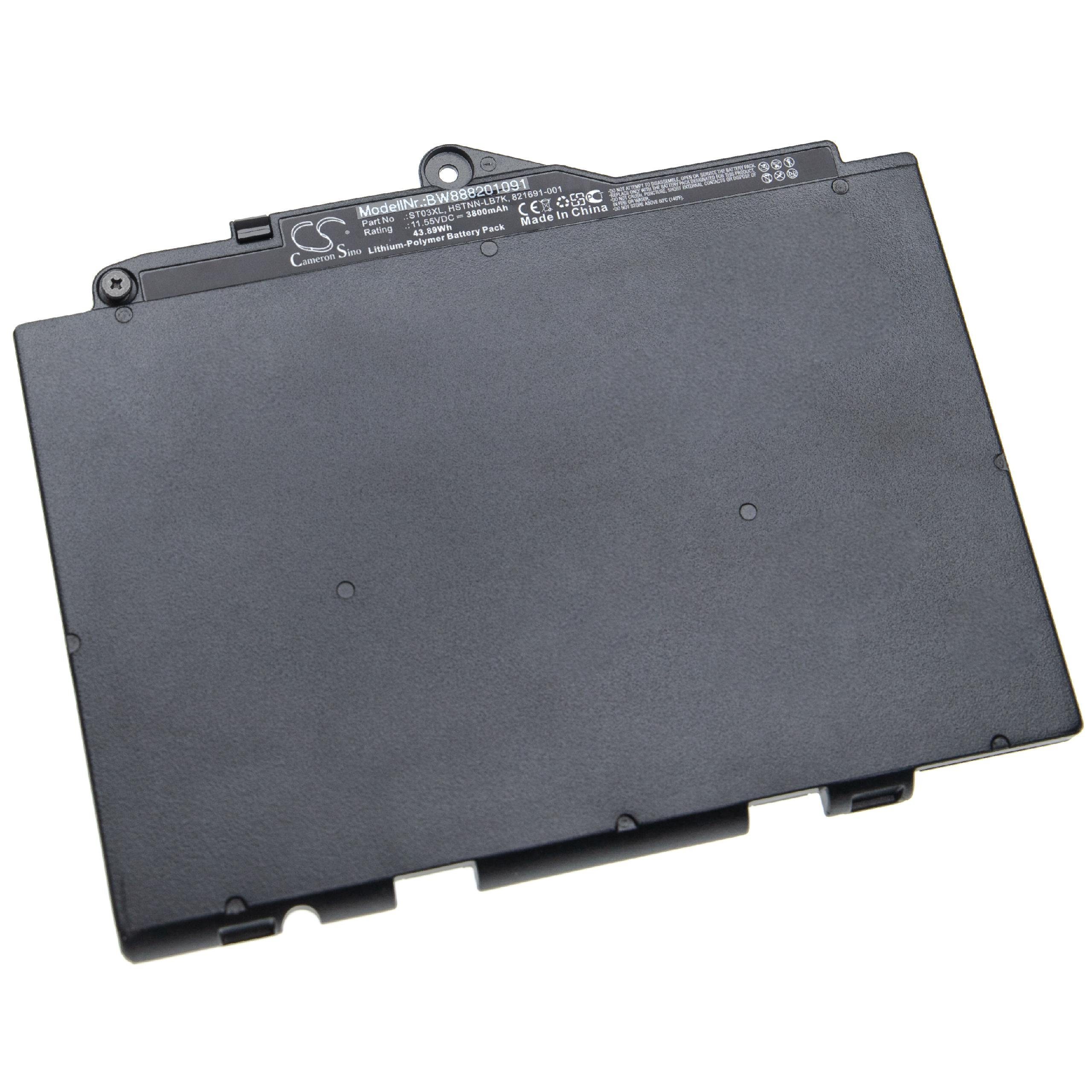 vhbw Akku Ersatz für HP 1FN05AA, HSTNN-UB7D, HSTNN-LB7K, 854109-850, Laptop-Akku Akku Li-Polymer 3800 mAh (11,55 V, 1 St), Leistungsfähiger Austausch-Akku für Notebook, Wiederaufladbar, Jede