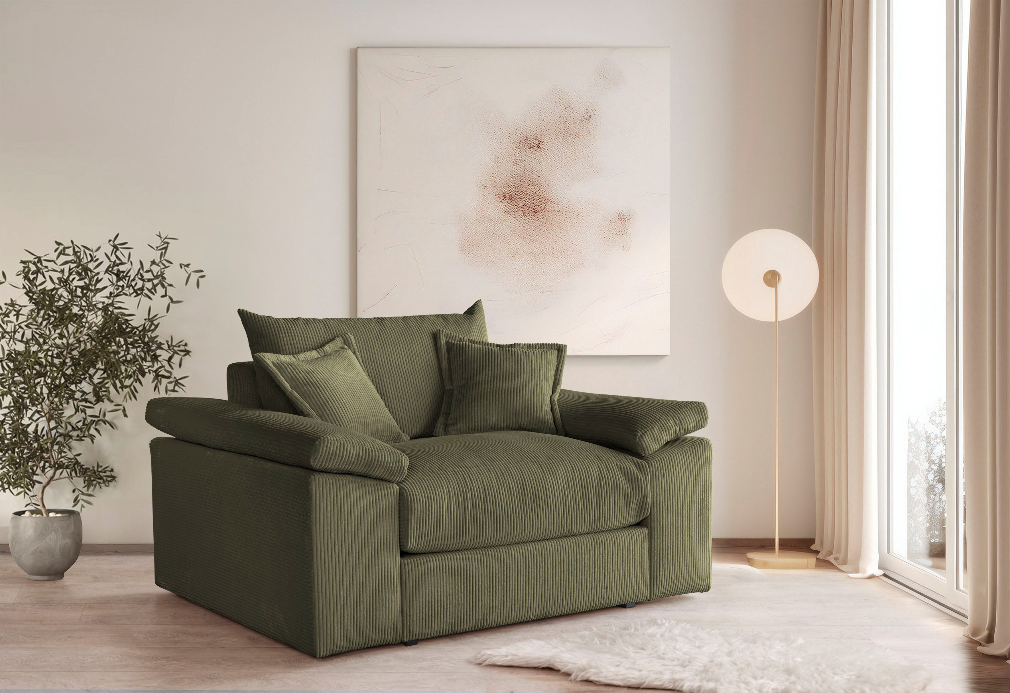OTTO home XXL-Sessel Soft&Cosy, B: 151 cm - OTTO. Verlässliche Qualität., Mega-Sessel, Cord oder Chenille-Struktur, mit 2 Zierkissen