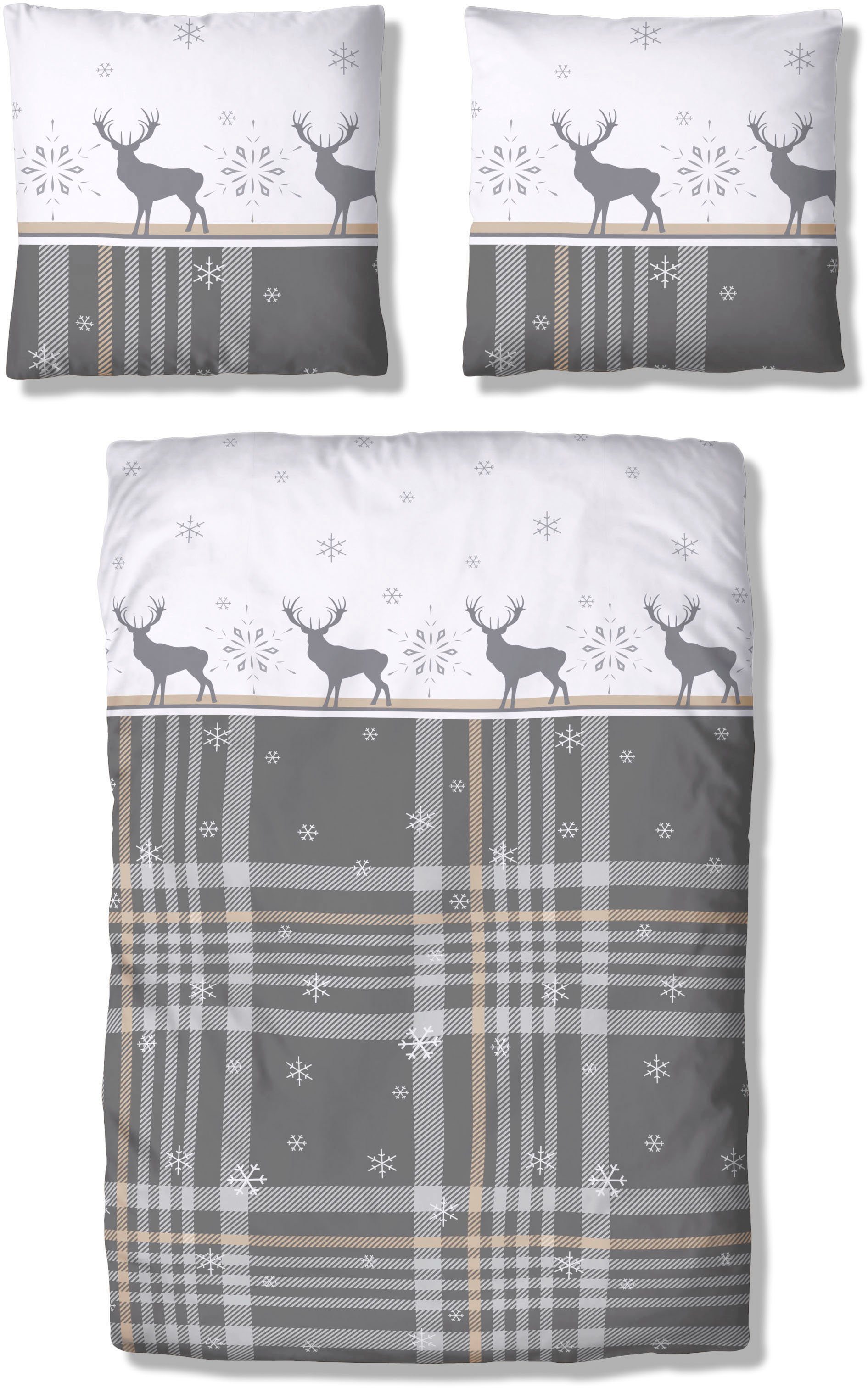 OTTO home Bettwäsche Wenda, Polycotton recycelt, 2 teilig, in Qualitäten PolyCotton (kühlend) + Biber (wärmend, 100% Baumwolle)
