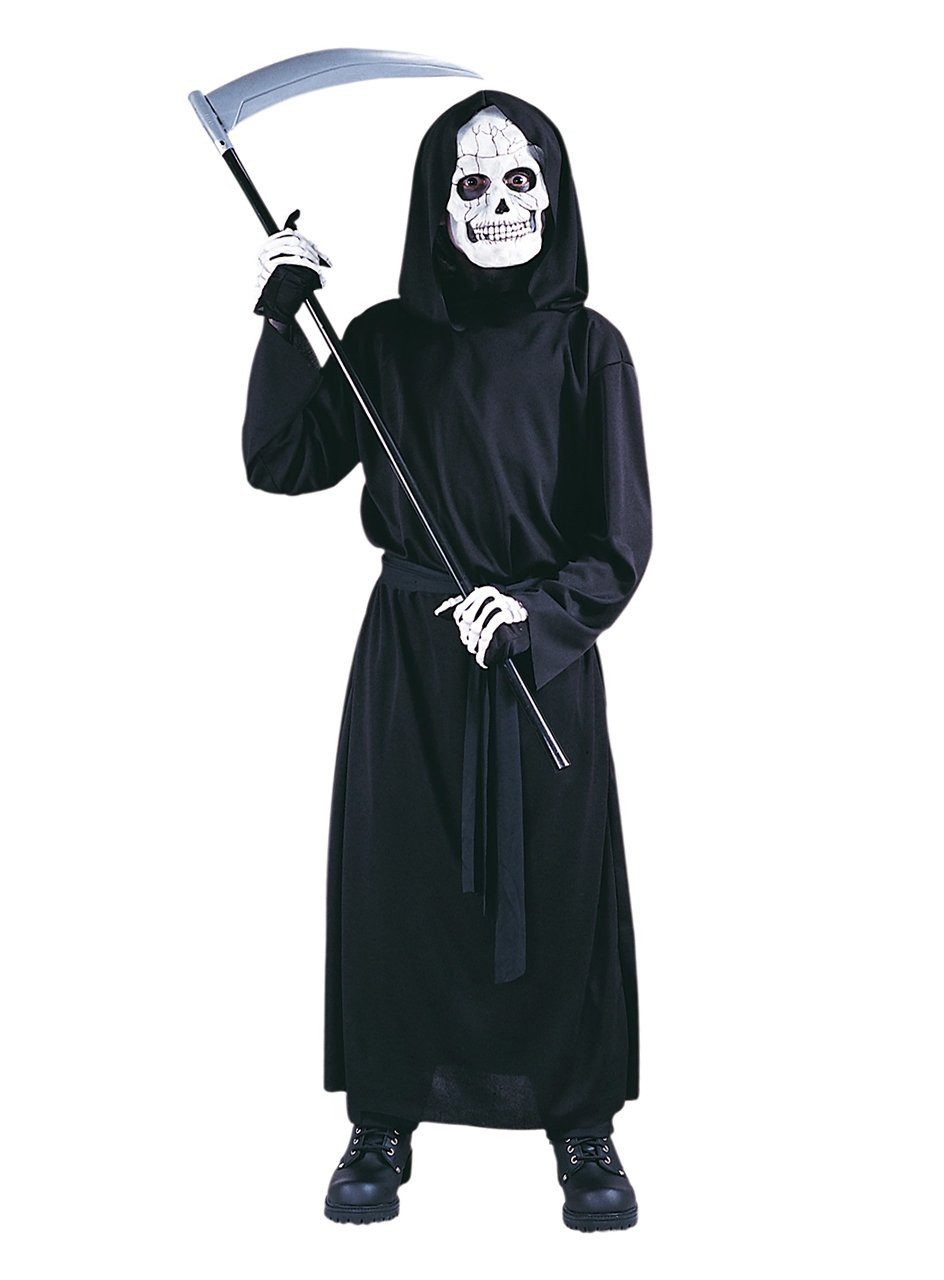 Fun World Kostüm Gevatter Tod - Sensenmann Halloween Kostüm Kinder, Skelett Kinderkostüm für Halloween und Karneval