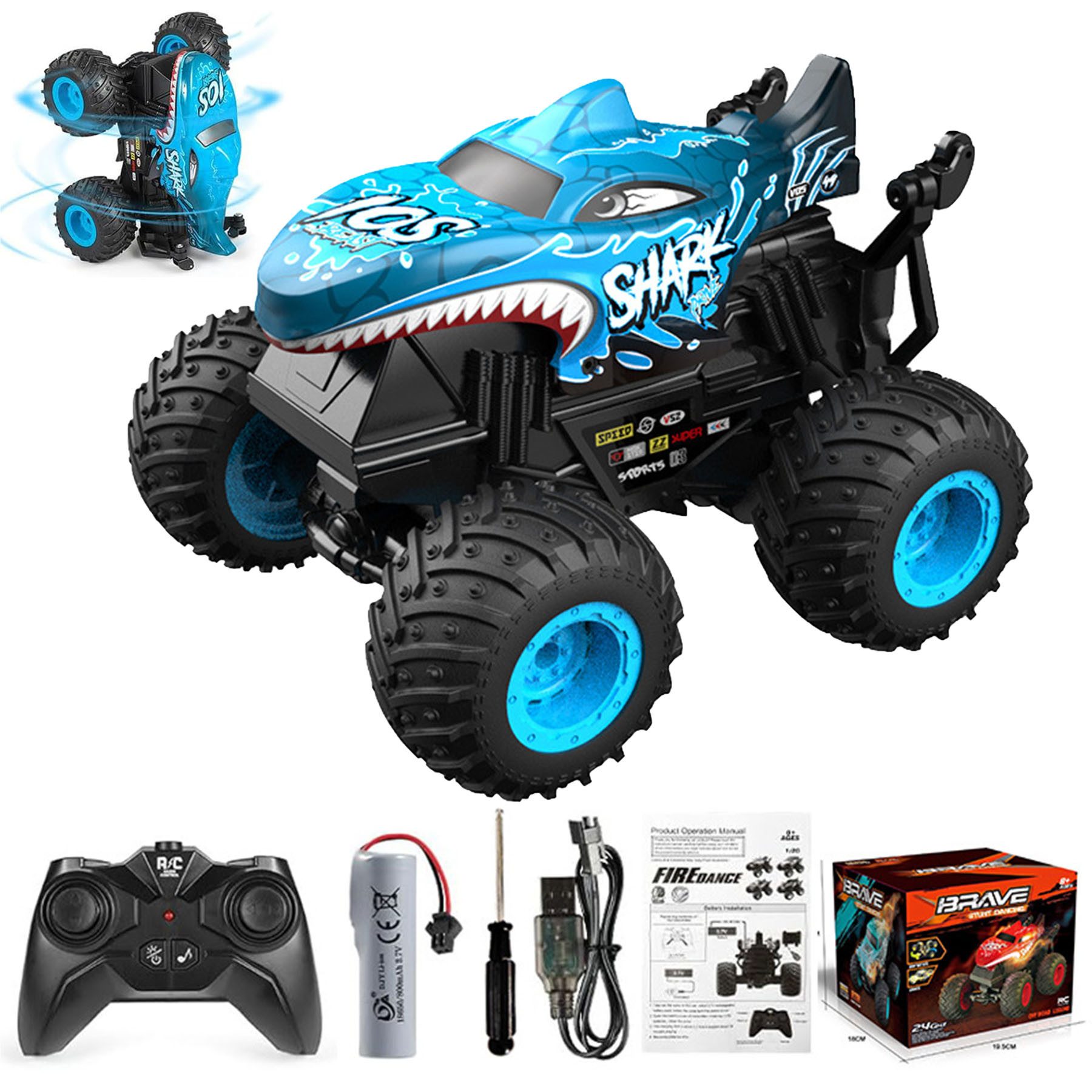 Senmudi Spielzeug-LKW Ferngesteuertes Auto, 2.4GHz 20+km/h Ferngesteuertes RC Monster Truck, (mit Akkus 20 Mins+, RC Stunt Spielzeug Auto Tanzfunktion Musik), für 6 7 8 9 10 Jahre Alte Kinder Erwachsene, Rot