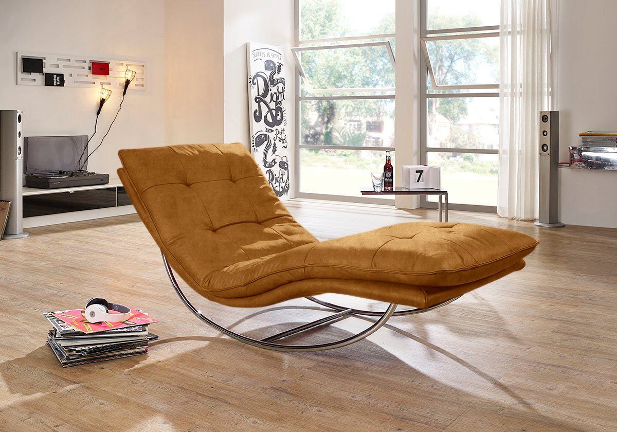 W.SCHILLIG Relaxliege daily dreams, in Waffelkissen-Optik, Schaukelgestell Chrom glänzend, in 2 Breiten