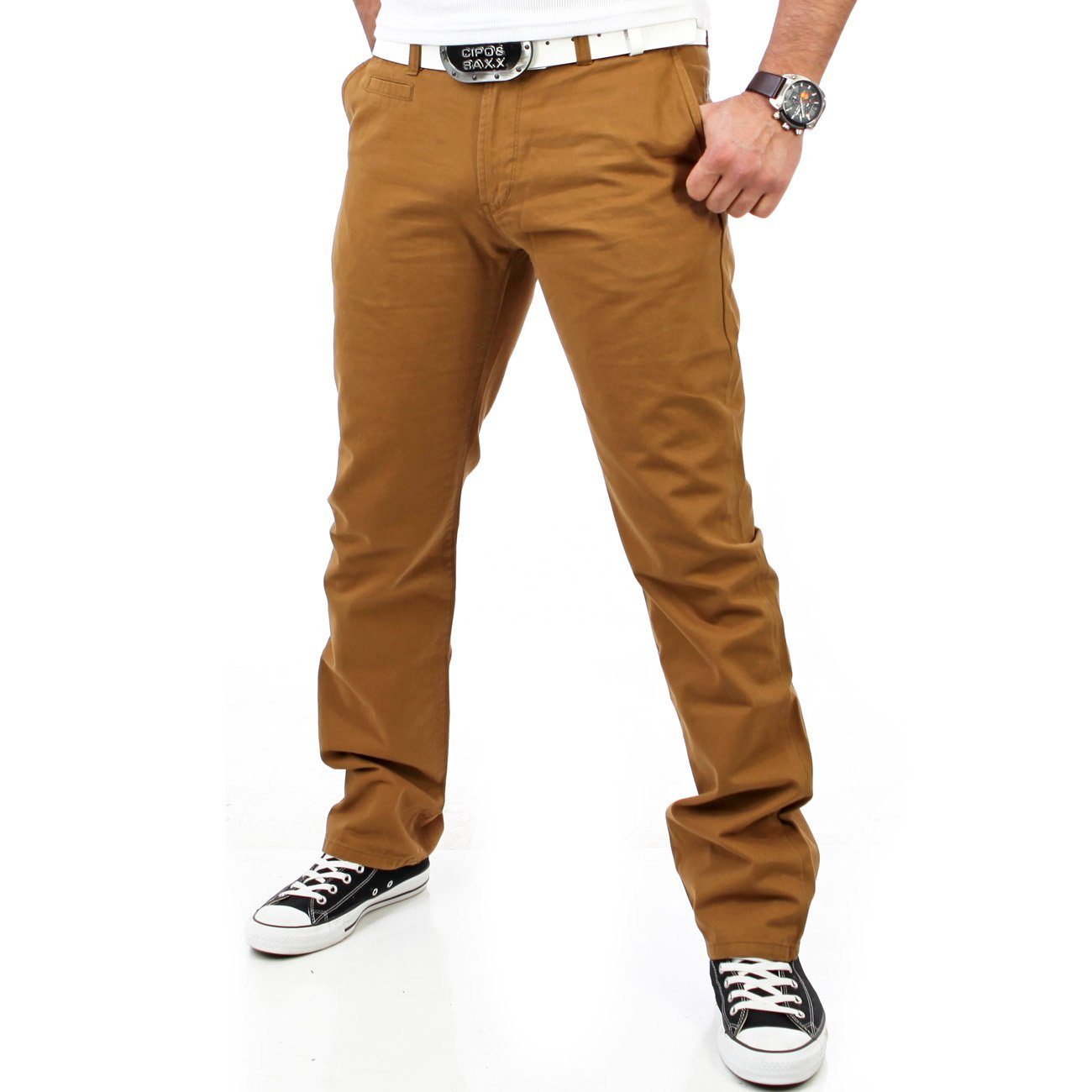 Reslad Chinohose Reslad Herren Chinohose aus Fit Chino braun Hose Baumwolle Regular (1-tlg)