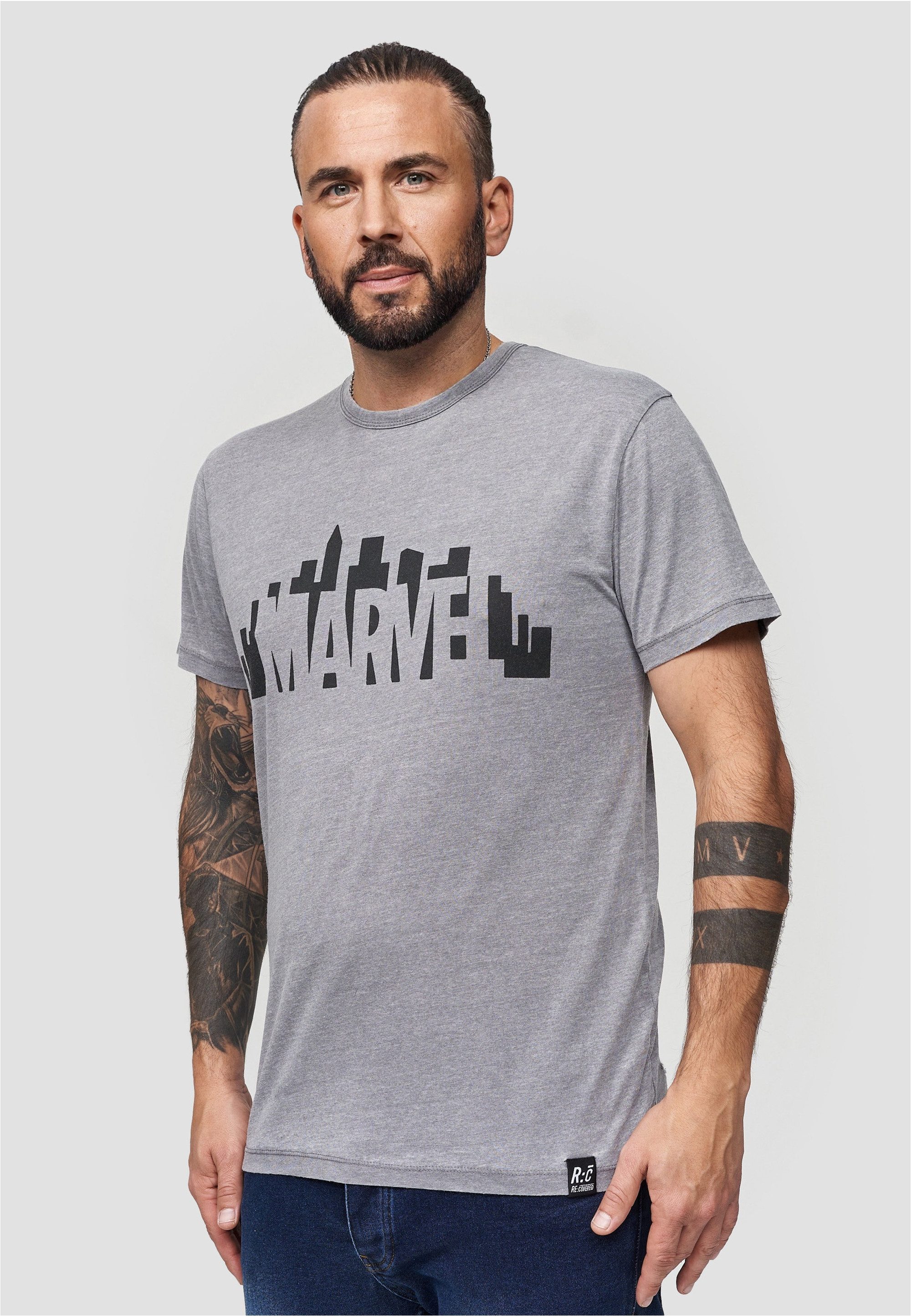 Recovered T-Shirt Marvel City Logo Light Grey im zeitlosen Design