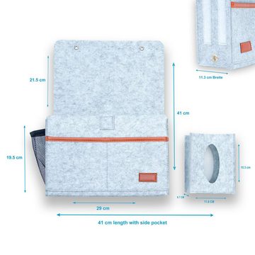 Intirilife Betttasche (1-tlg), Betttasche Nachttisch Tasche aus Filz 41 / 29 x 11.3 x 19.5 cm