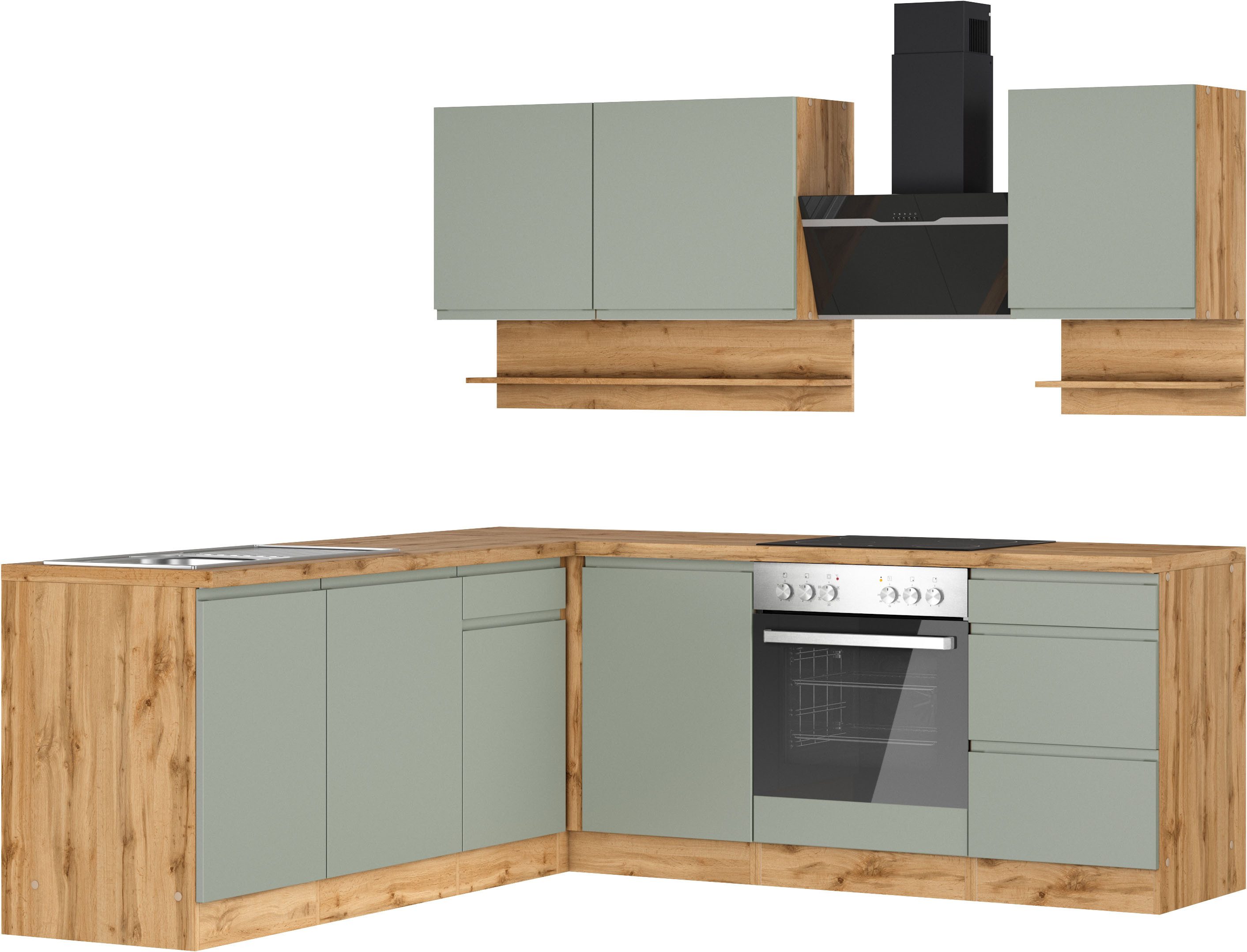 KOCHSTATION Winkelküche KS-Virginia,neu in verbesserter Ausführung, Stellbreite 220/220 cm, Soft-Close,wahlweise mit E-Geräten