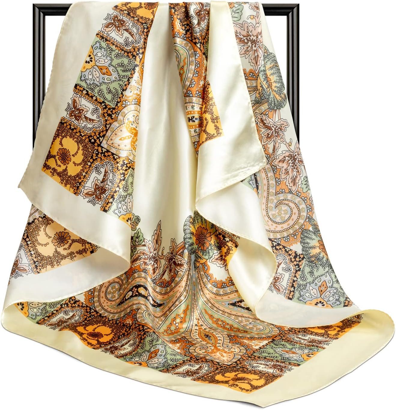 FOUORTUNATE-BEE Seidentuch 4er Set Damen Halstücher 90×90 cm, Vintage Print Haar- & Kopftuch, (4-St), Damen Tuch 90×90 cm 4er Set, Vintage Halstuch oder Haartuc – Bild 4 von 5