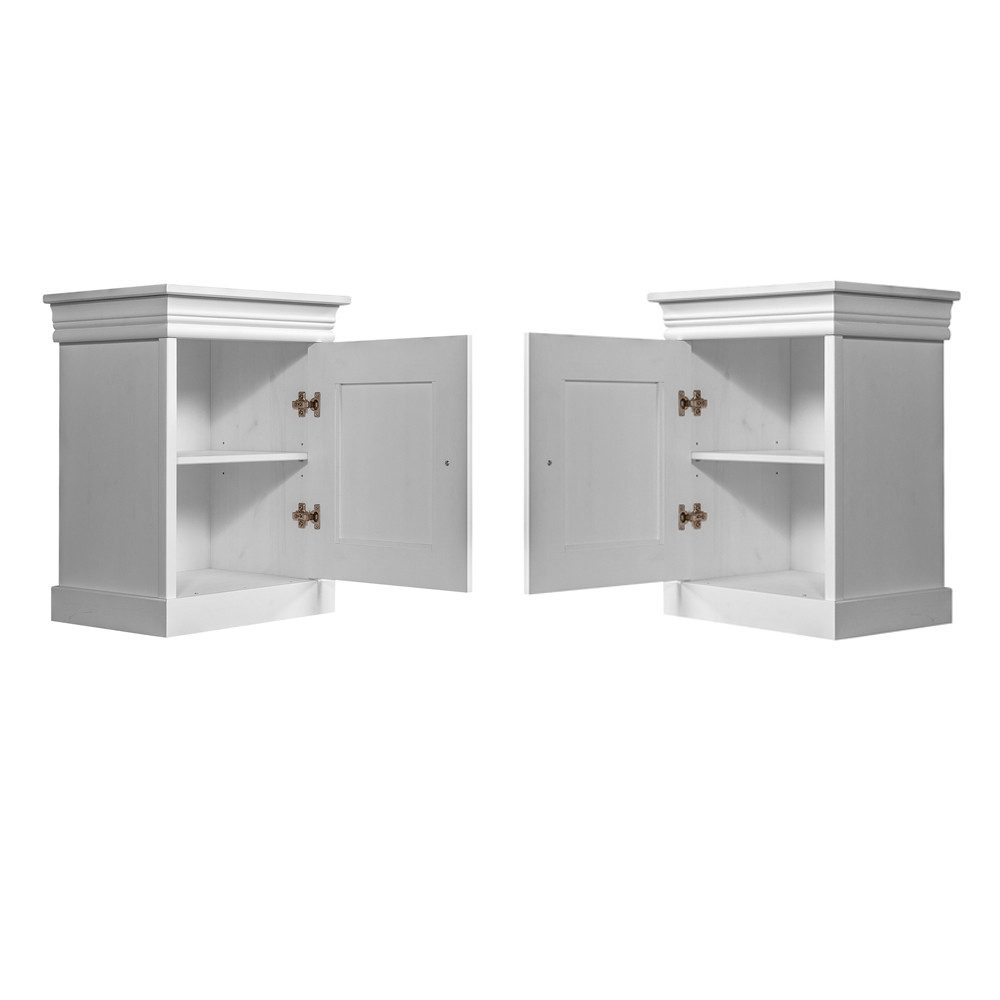 Lomadox Nachtschrank TERMOLI-163 Kiefer massiv in weiß, 50 cm breit, 1 Tür rechts/links montierbar