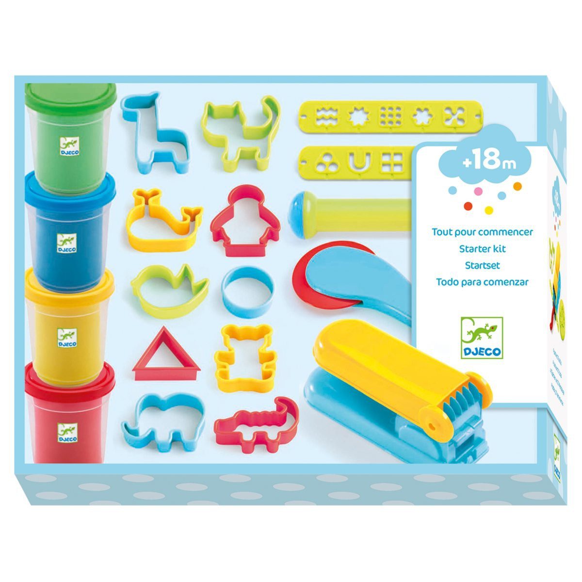 DJECO Knetform-Set Play-Doh-Set 4 Töpfe 15 Wekzeuge ab 18 Monaten Kreativset