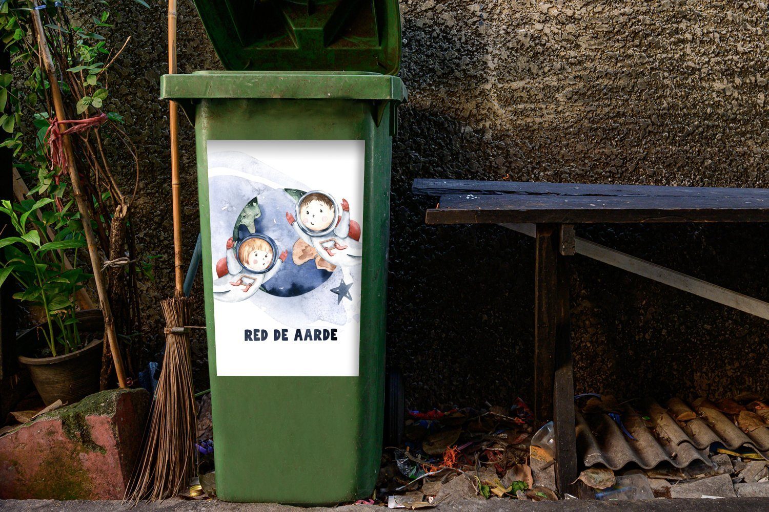 Abfalbehälter Sprichwörter - Erde' Mülltonne, Mülleimer-aufkleber, Zitate Wandsticker Sticker, - MuchoWow Mädchen Jungen - Rette die Kinder - (1 St), - Container,