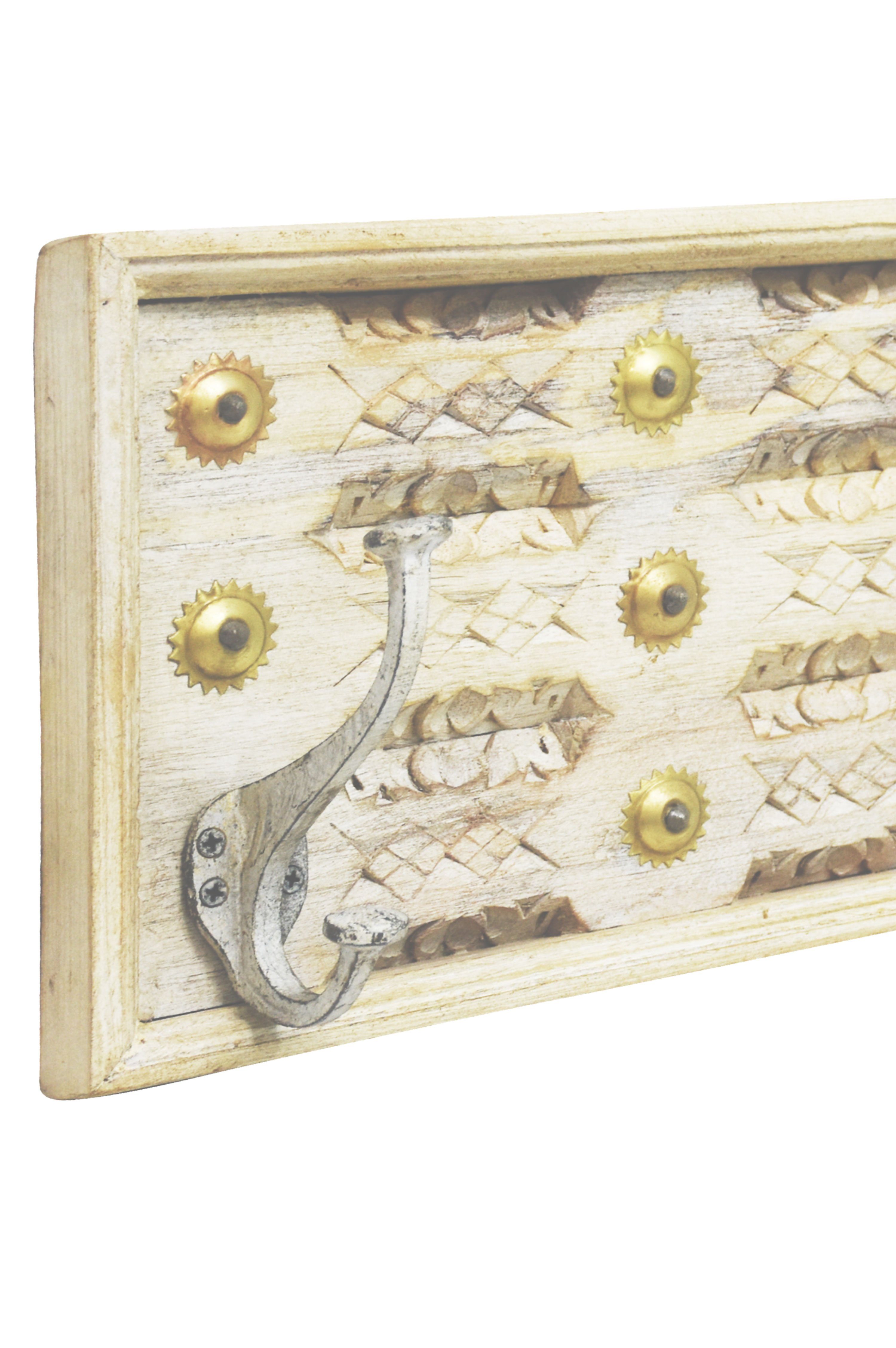 Marrakesch Orient & Mediterran Interior Kleiderhaken Orientalischer Kleiderhaken Firoza klein modern aus Mangoholz 57 cm, (1-St), Handarbeit