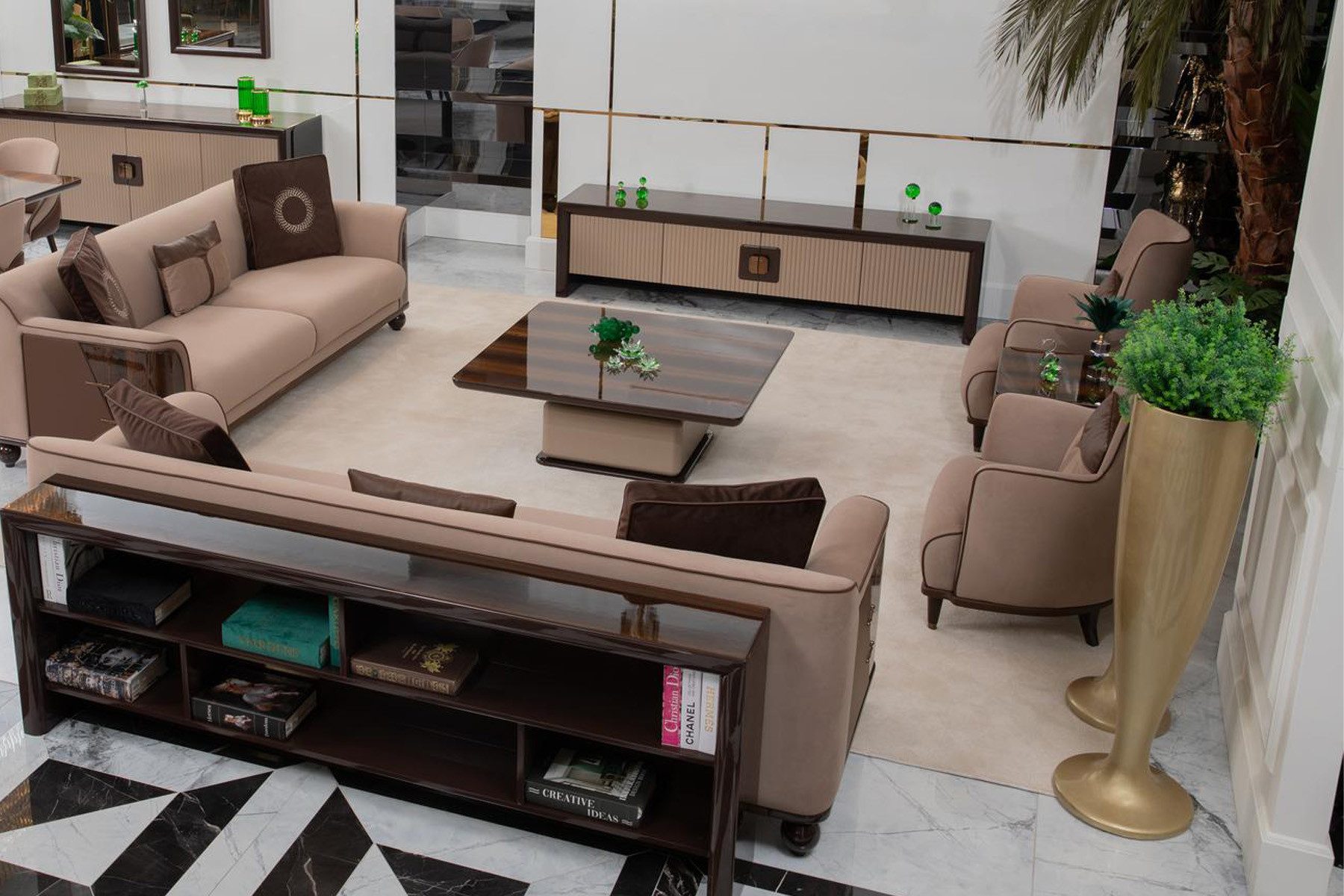 JVmoebel Couchtisch Braun Wohnzimmer-Set quadratischer Couchtisch aus Holz