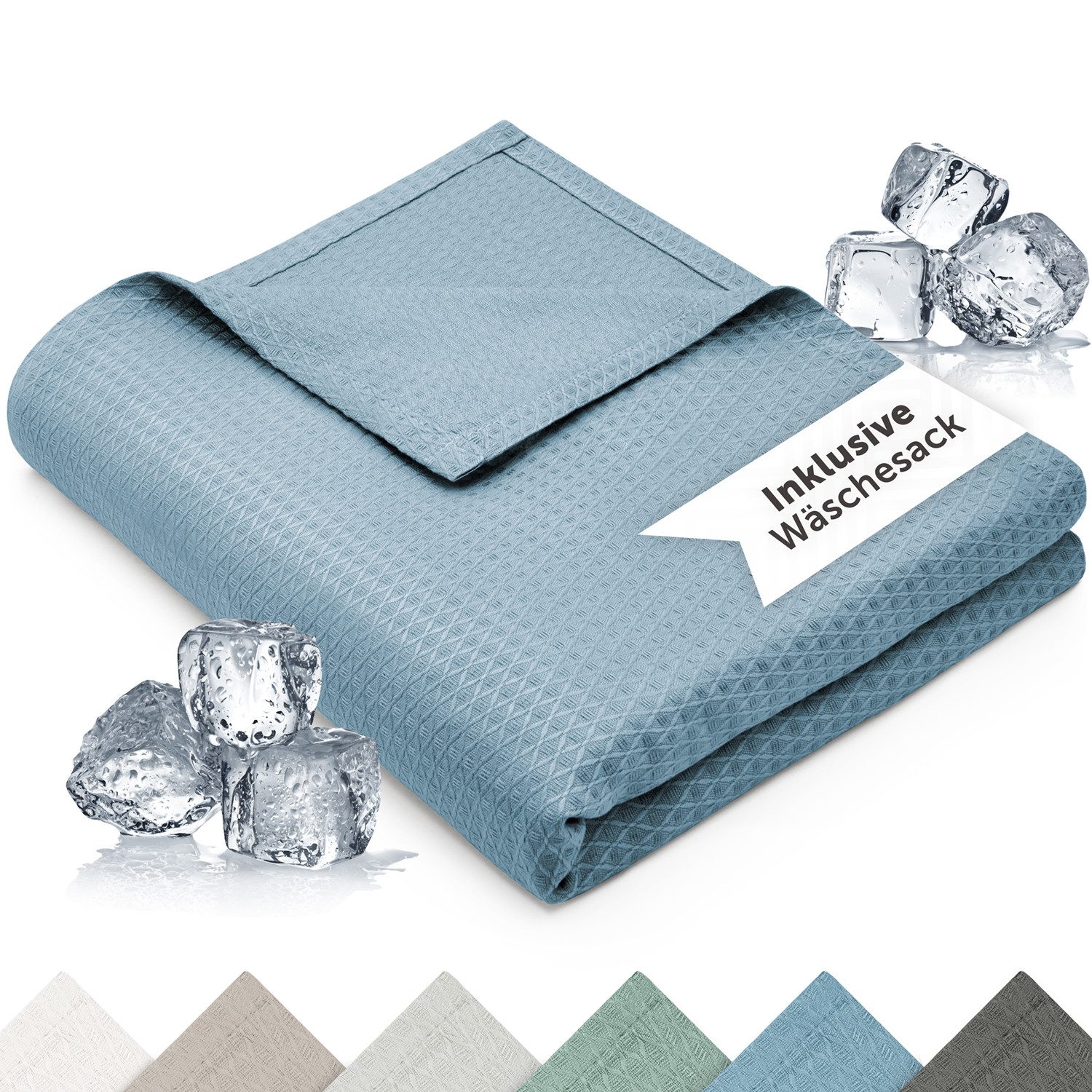 Blumtal Microfaserbettdecke Kühldecke Sommerdecke Bambus, selbstkühlende Decke, OEKO-TEX zertifizierte kühlende Decke für Sofa, Sommer & Reisen