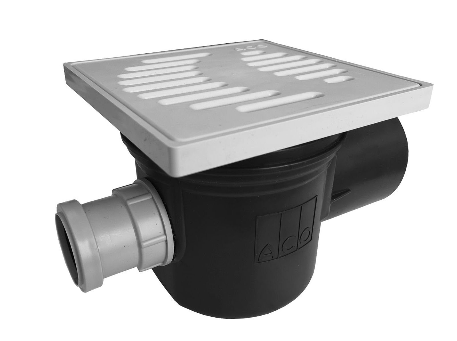 ACO Severin Ahlmann GmbH & Co. KG Haus- und Hofablauf DN100 Kellerablauf Junior mit Rost + Verlängerung + Zulaufstutzen, inkl. Rückstauverschluss, Schlammeimer und Geruchsverschluss