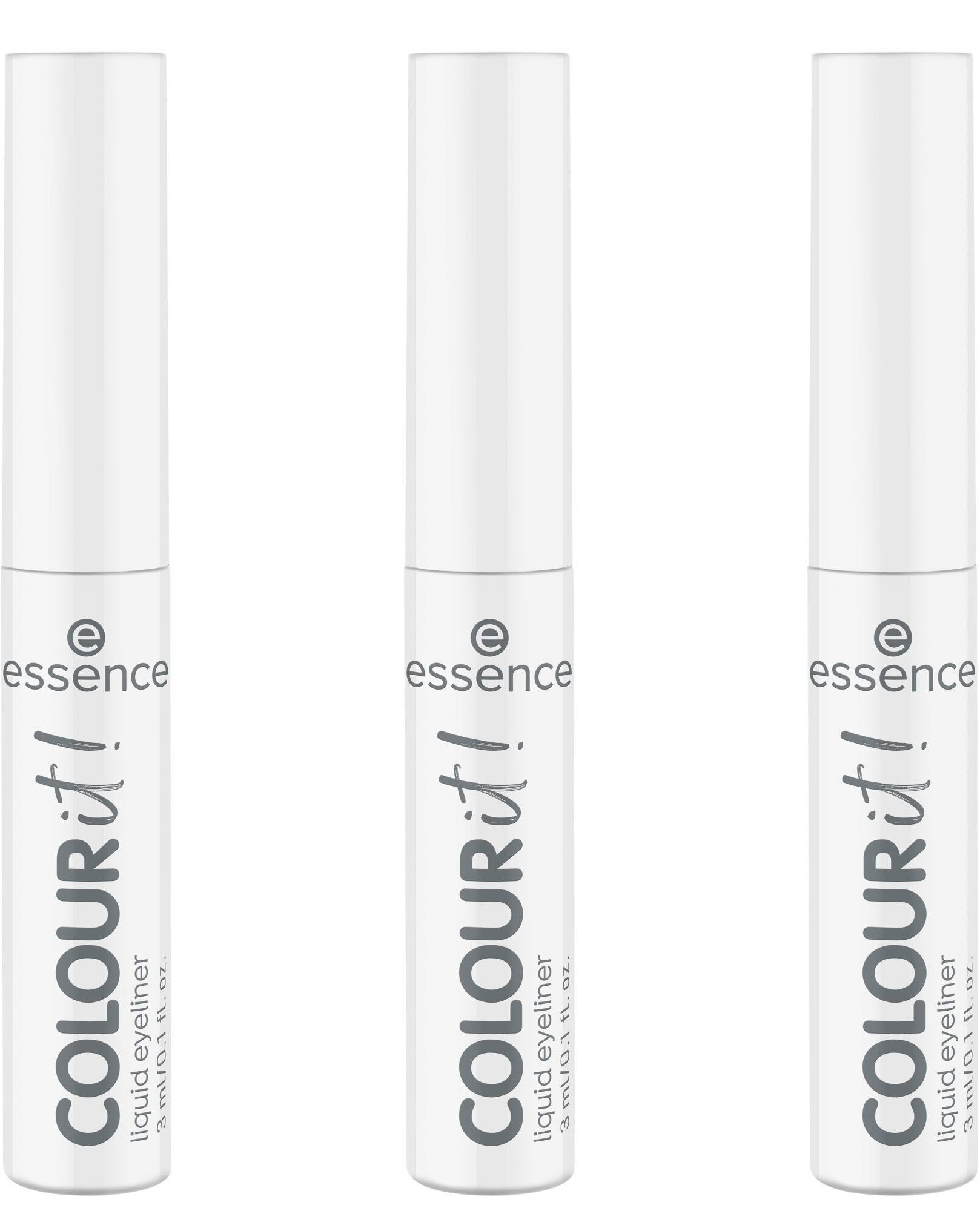 Essence Подводка для глаз COLOUR it! liquid eyeliner, 3-tlg., Präzise Pinselspitze für müheloses Zeichnen definierter Linien.