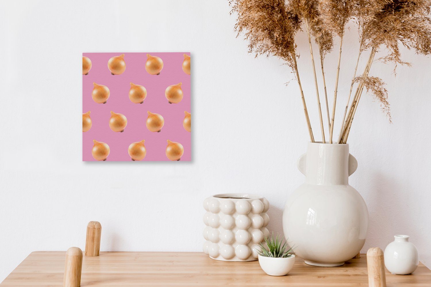 OneMillionCanvasses® Leinwandbild Gemüse - Schlafzimmer Bilder Rosa, Leinwand (1 Wohnzimmer Zwiebeln für - St)