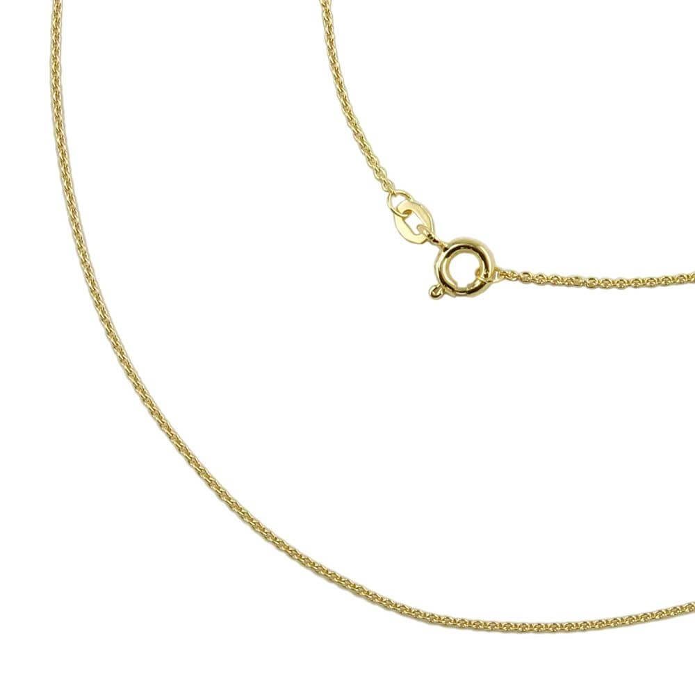 Goldkette 1,1 42cm, Halskette Schmuck Gold 375 375 Collier Rund-Ankerkette aus 9Kt Gold Krone Gelbgold