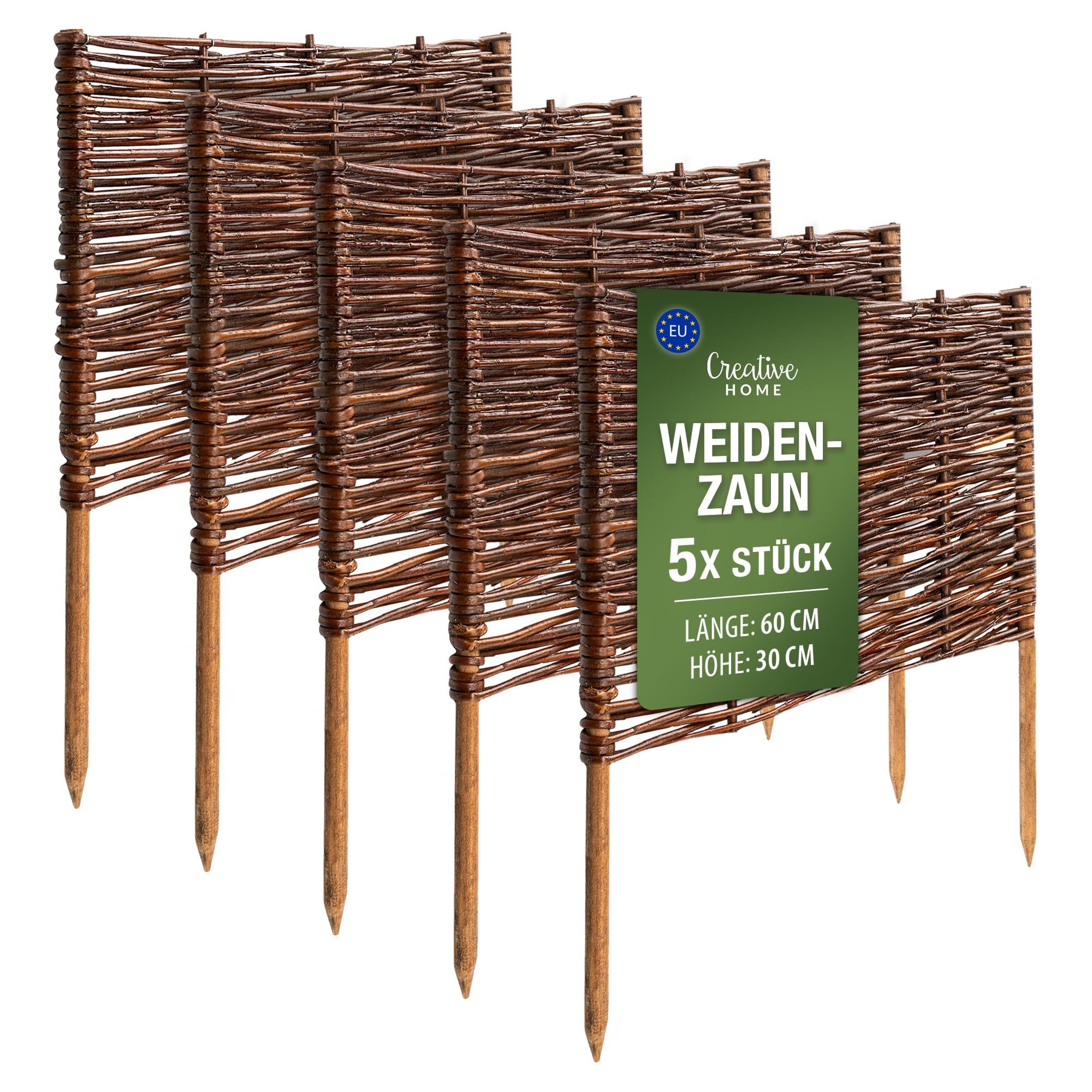 Creative Home Weidenzaun Beeteinfassung Weide Weidenzaun 5er Set Gartenzaun