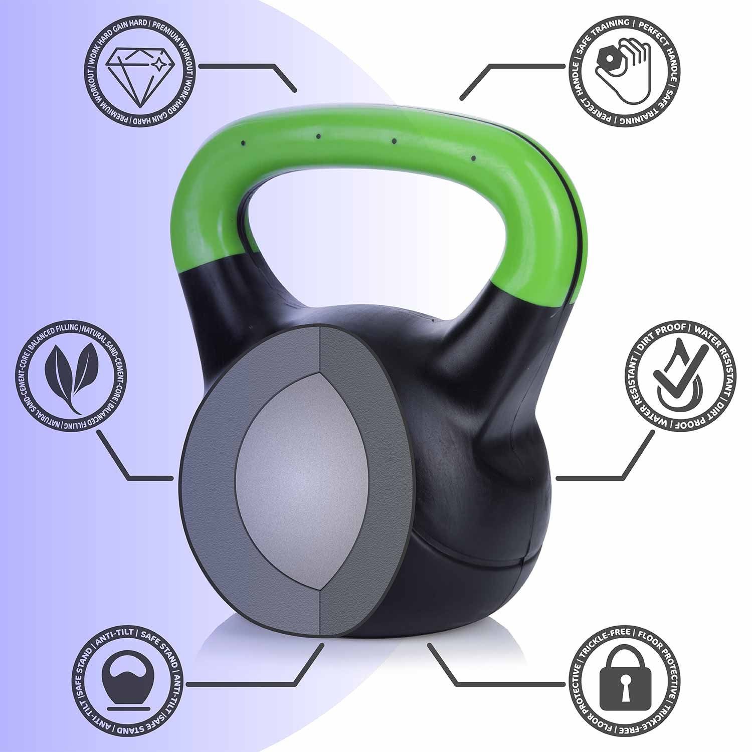 Body & Mind Kettlebell Body & Mind Kettlebell 2–20 kg – Profi Kettlebell mit Kunststoffmantel, (Profi Schwunghantel), Kraftraining Workout Gewicht (8 kg)