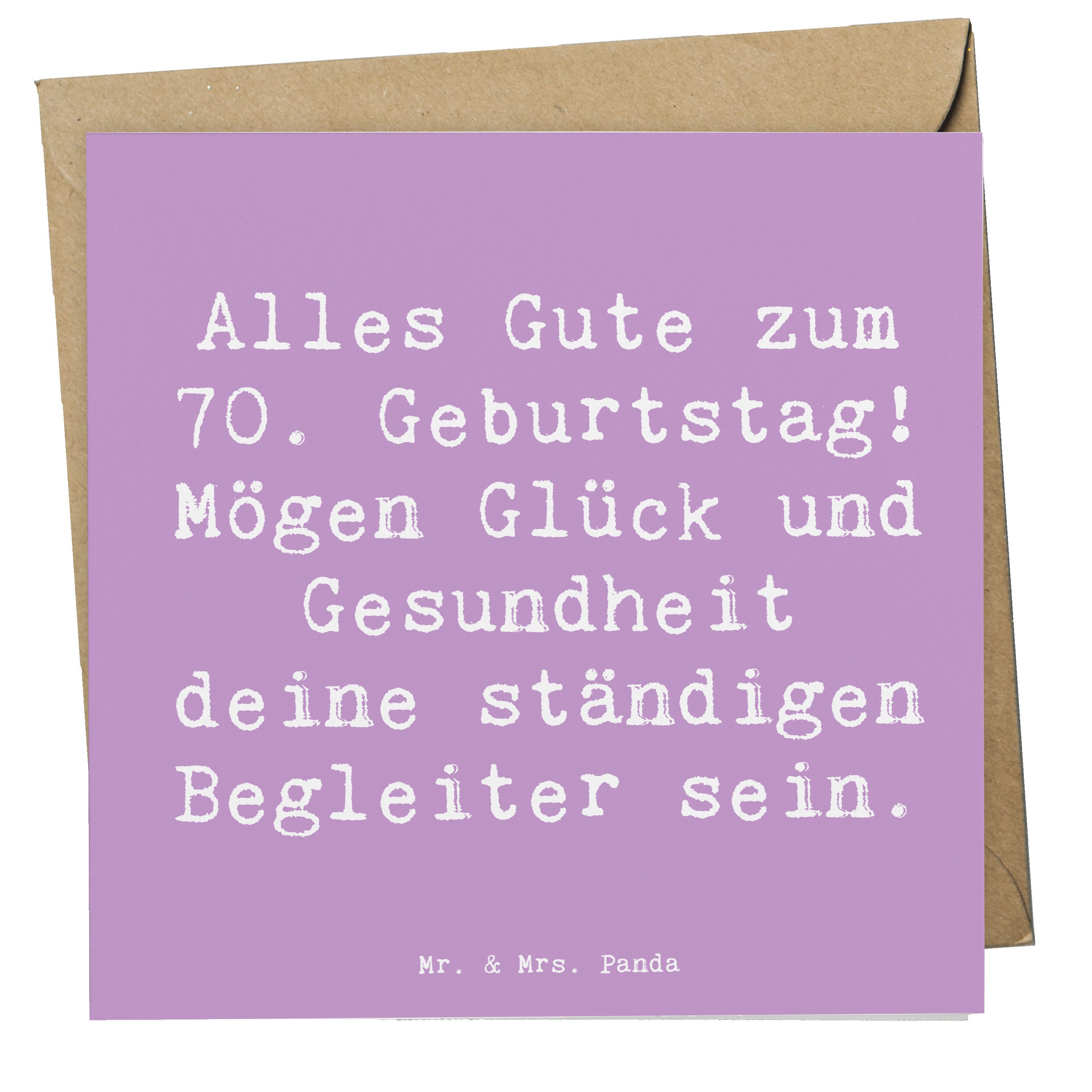 Mr. & Mrs. Panda Grußkarte Spruch 70. Geburtstag Glück und Gesundheit, Klappkarte, Lavendeltraum, Grußkarte doppelkarte Alter