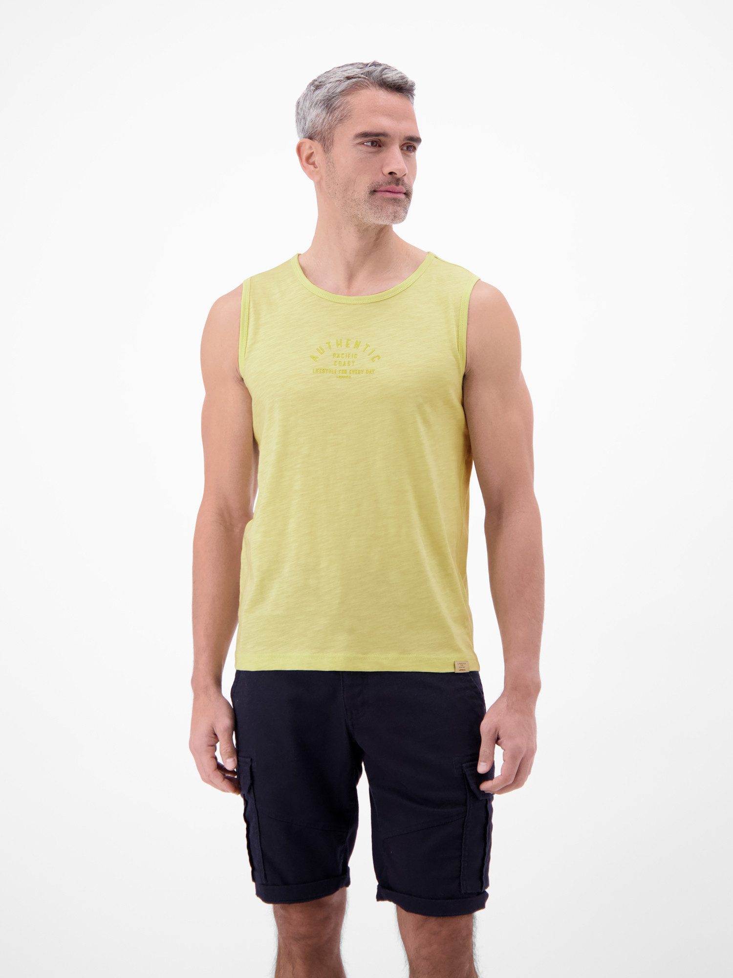 Muskelshirt Luftiges Tanktop aus Baumwolle mit trendigem Slogan-Print