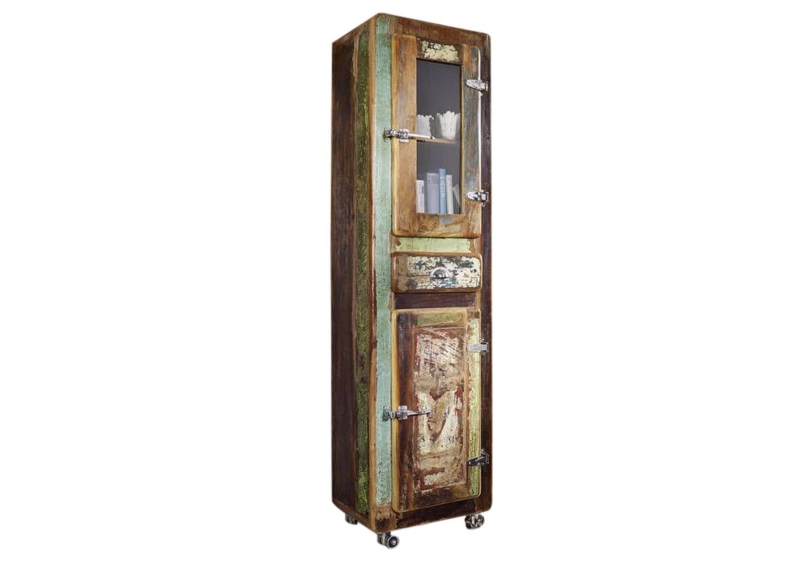 Massivmoebel24 Dreh-/Schwebetürenschrank (Hochschrank Altholz 55x38x190 mehrfarbig lackiert FREEZY #11) Hochschrank Altholz 55x38x190 mehrfarbig lackiert FREEZY #11