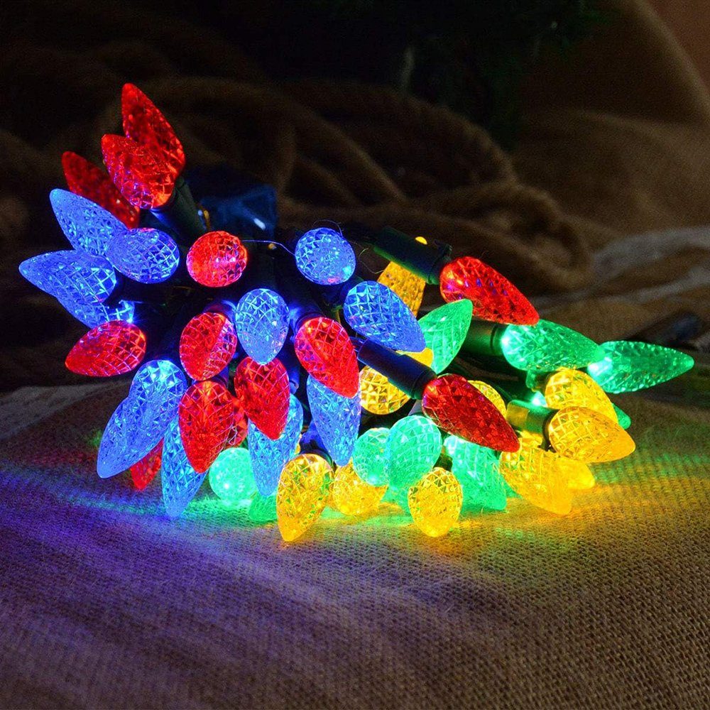 Rosnek LED-Lichterkette 5M, 8 Timer, Batterie, Wohnzimmer Mini Deko Glühbirne; für Modi, Weihnachtsbaum, Wasserdicht, C6 LED Multicolor Auto Garten