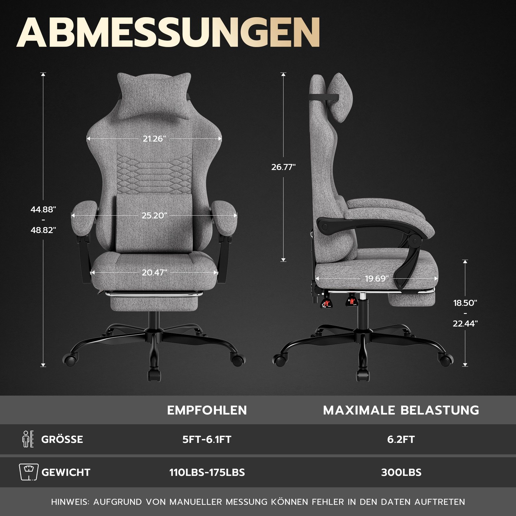 BlingBin Gaming-Stuhl Massage Gaming Sessel mit Fußstütze, PC Stuhl Gamer Stuhl Bürostuhl (1er Set, 1 St), Ergonomisches Design, verstellbare Armlehnen und Rückenlehne