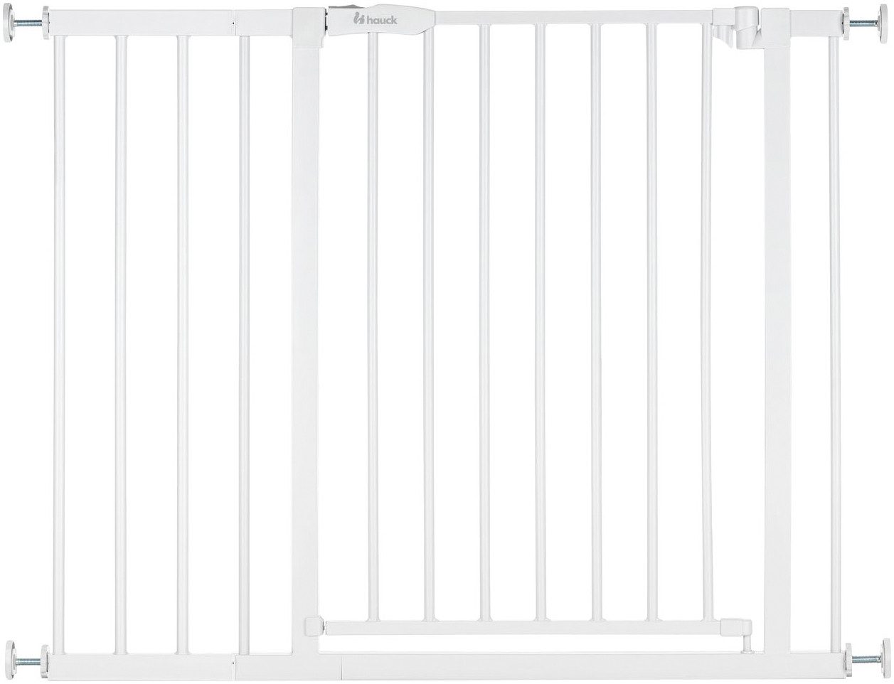 Hauck Türschutzgitter Open N Stop 2 Set inklusive Verlängerung 21 cm, White, auch als Treppenschutzgitter verwendbar; 96-101 cm