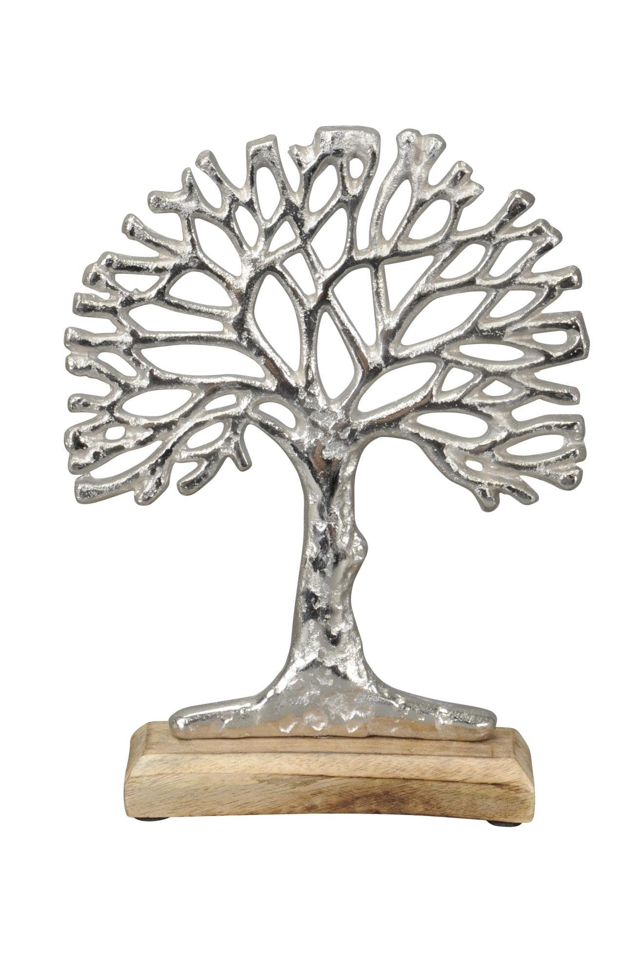 Posiwio Dekoobjekt Baum Silber 26 cm auf Holzplatte Ambiente Deko