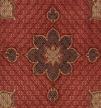 Orientteppich Perser - Täbriz quadratisch - 203 x 200 cm - rot, morgenland, quadratisch, Höhe: 10 mm, Wohnzimmer, Handgeknüpft, Einzelstück mit Zertifikat