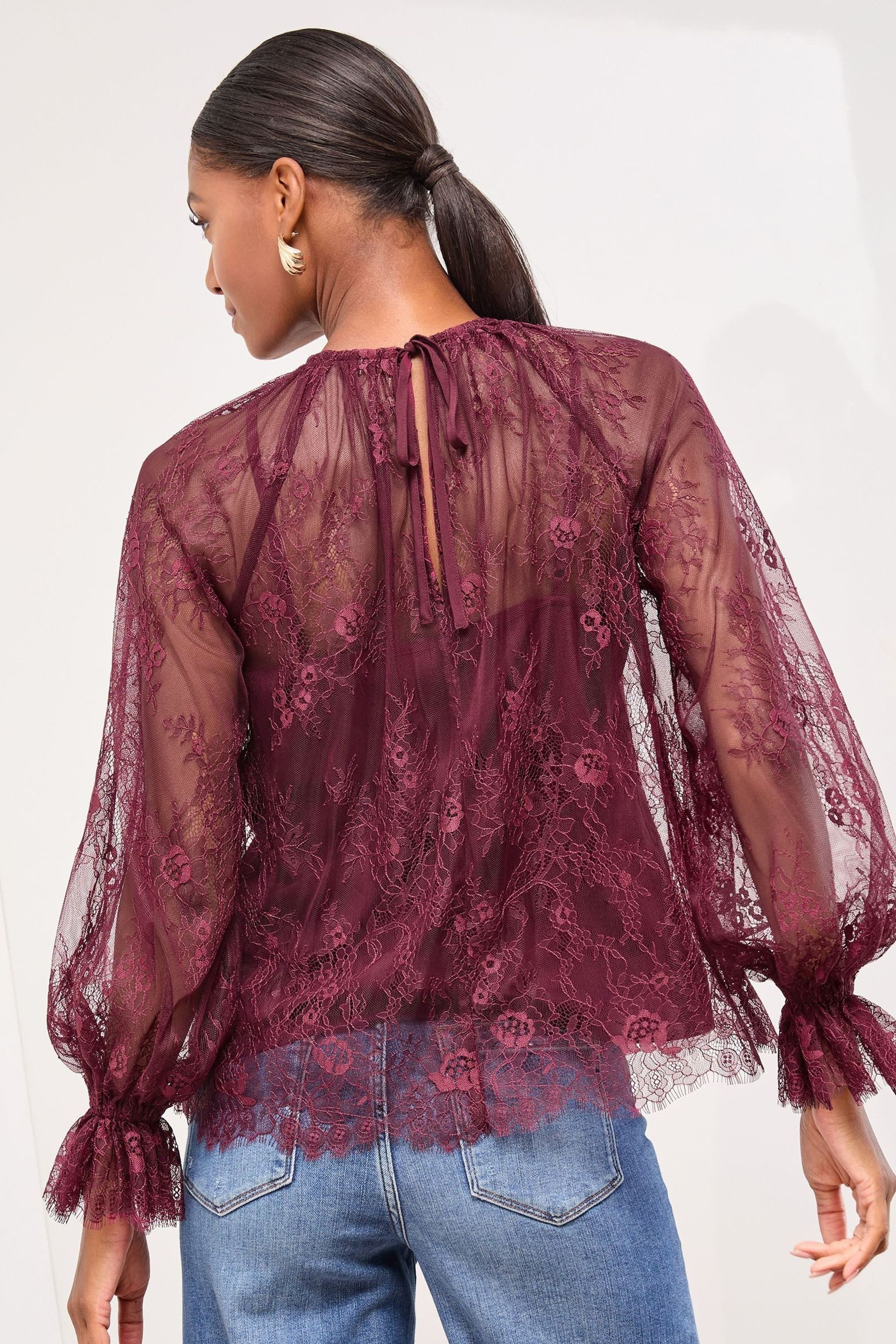 LIPSY Spitzenbluse Lipsy Spitzenbluse mit ausgestelltem Ärmel Regular (1-tl günstig online kaufen