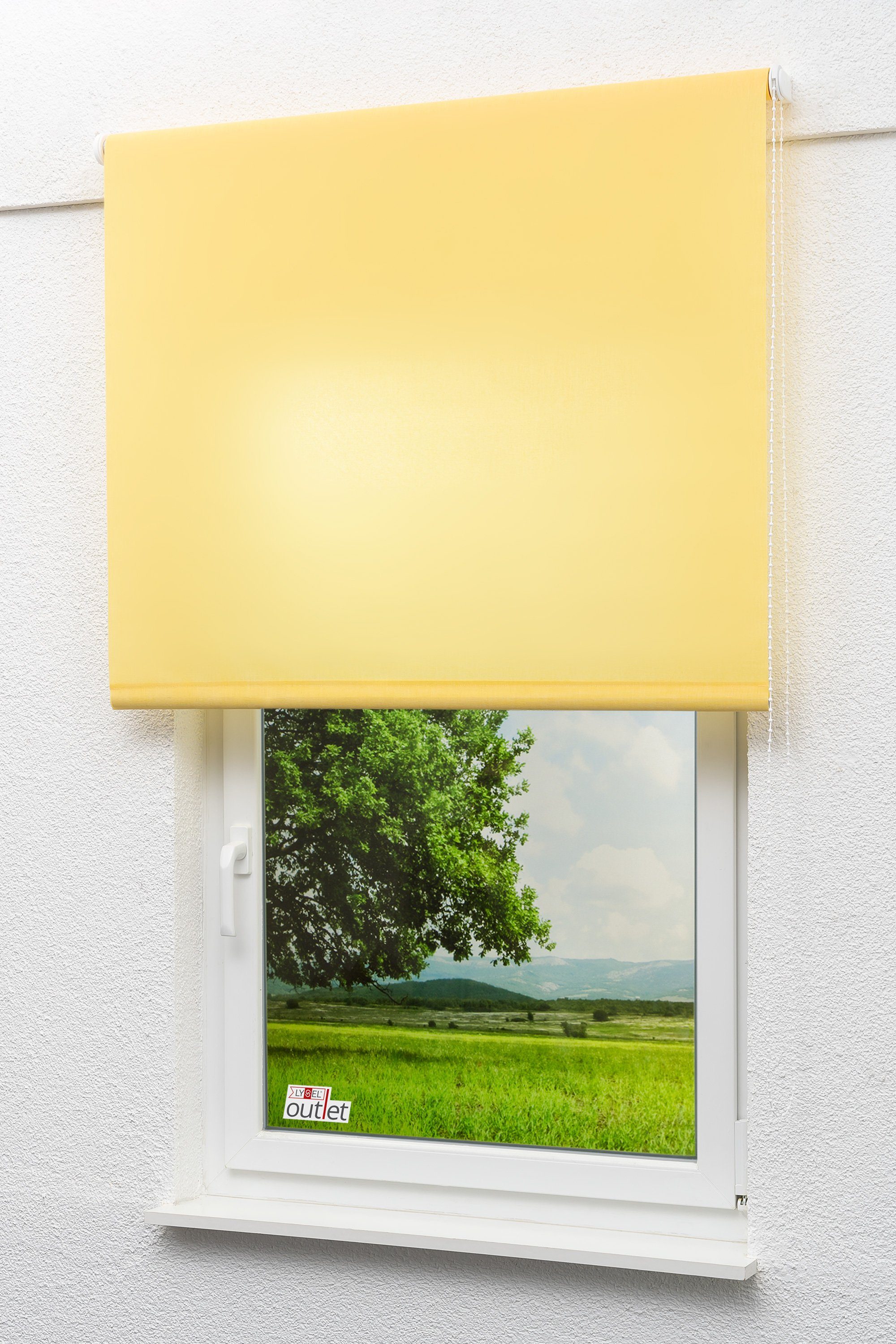 Pastellgelb, LYSEL®, blickdicht, 190x152.5cm Tageslicht Rollo Basisrollo HxB