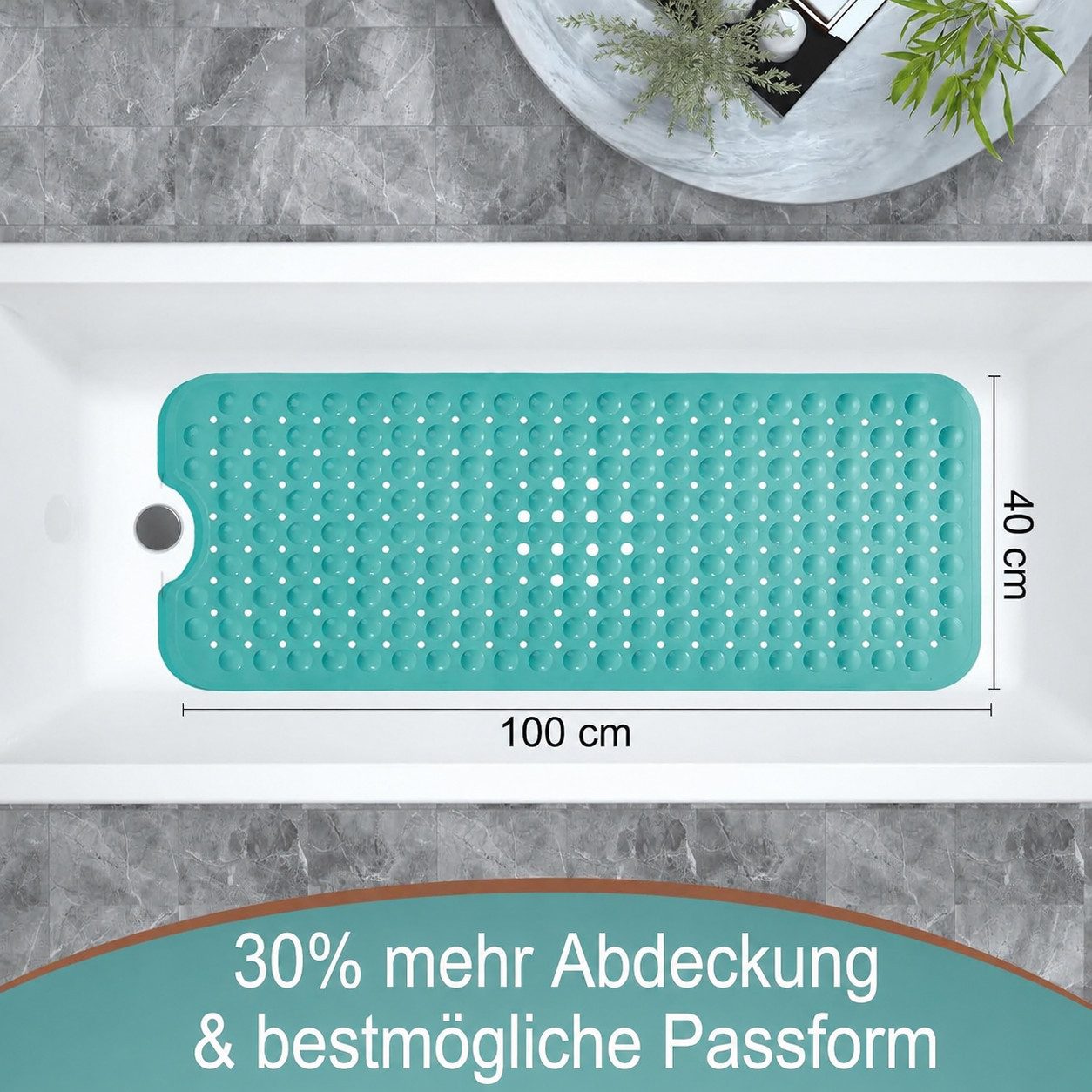 Forrlite Badematte Badewannenmatte rutschfest, BPA Frei Antirutschmatte, 100 x 40 cm, Extra Lang Duschmatte Schnelltrocknend & Maschinenwaschbar Schimmelresiste – Bild 5 von 5